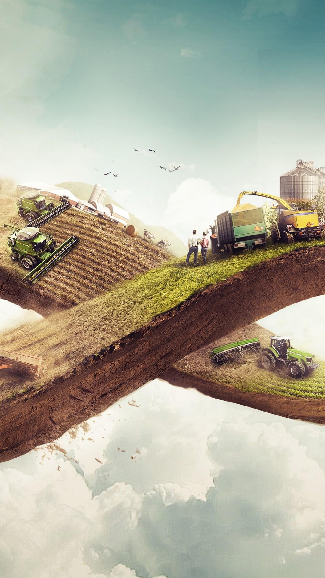 1080x1920 Download 1080x1920 Farm, Modern Agriculture, Digital Art Wallpaper for iPhone iPhone 7 Plus, iPhone 6+, Sony Xperia Z, HTC One