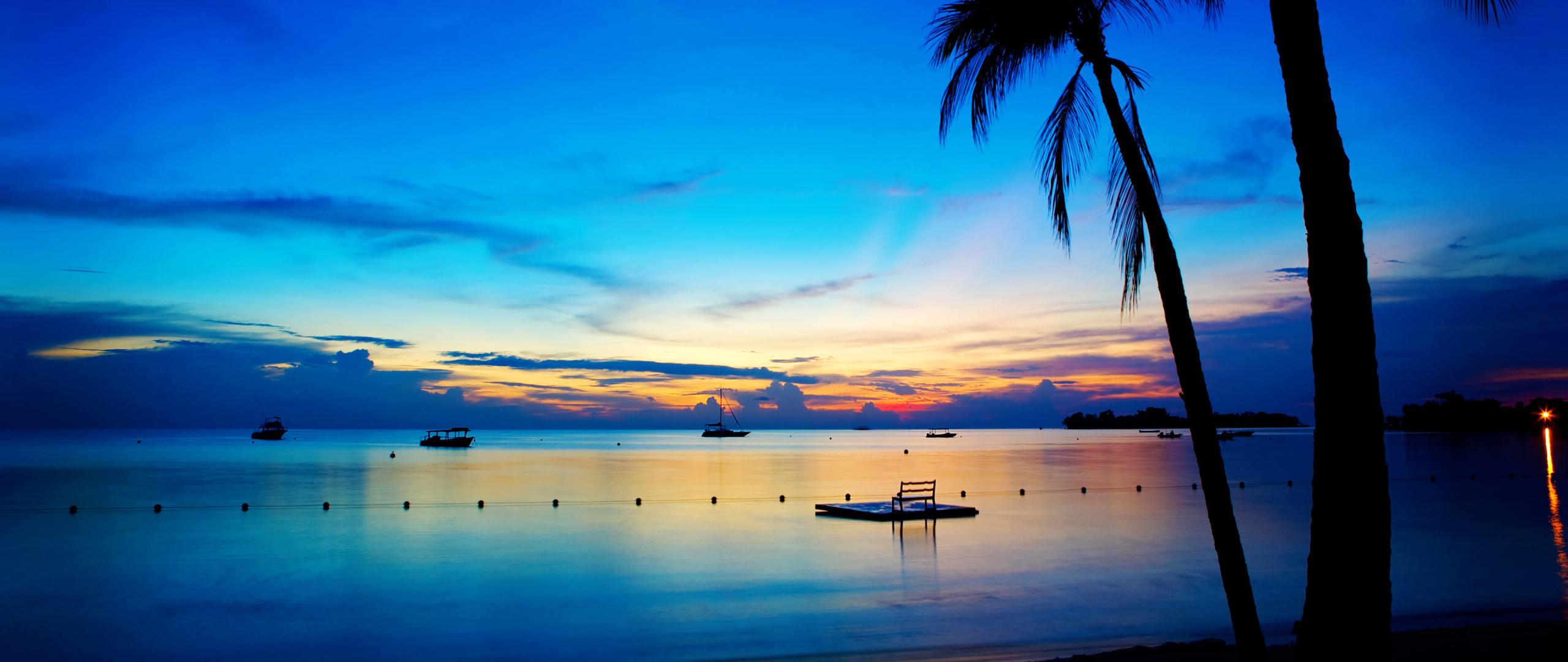 2560x1080 Night at Beach 4K 2560x1080 Resolution Wallpaper, HD Nature 4K Wallpaper, Image, Photo and Background
