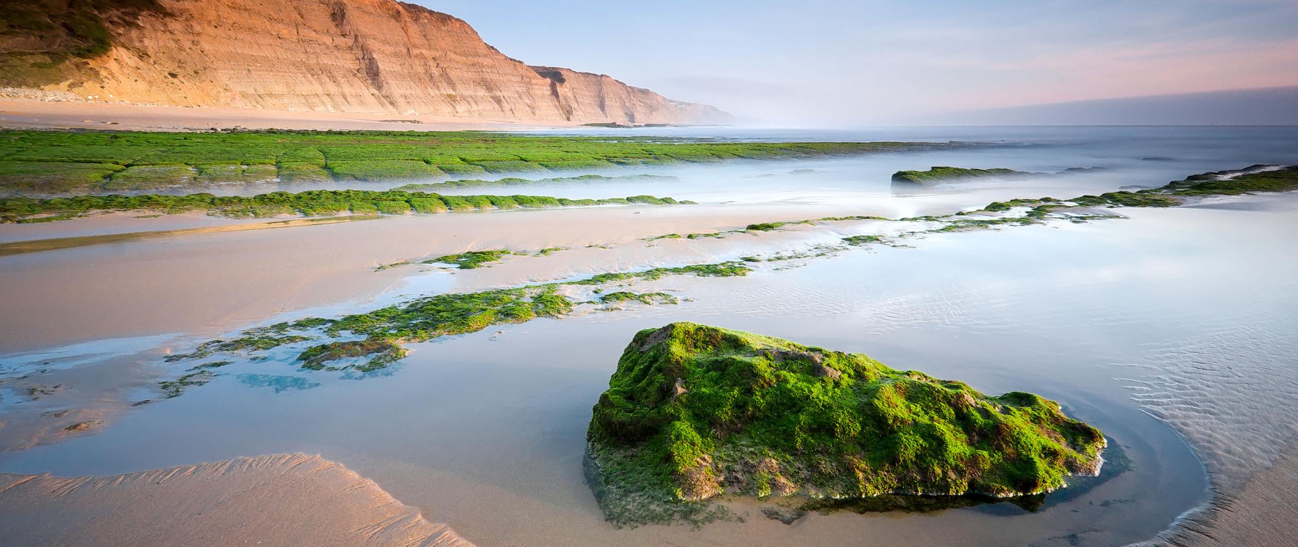 2560x1080 Download Rocks, beach, Chrome OS, stock, nature wallpaper, 2560x Dual Wide, Widescreen