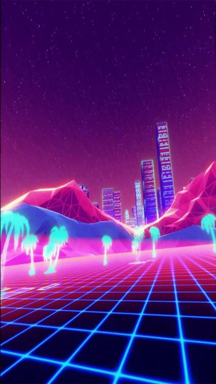 728x1295 Vaporwave Phone Wallpaper