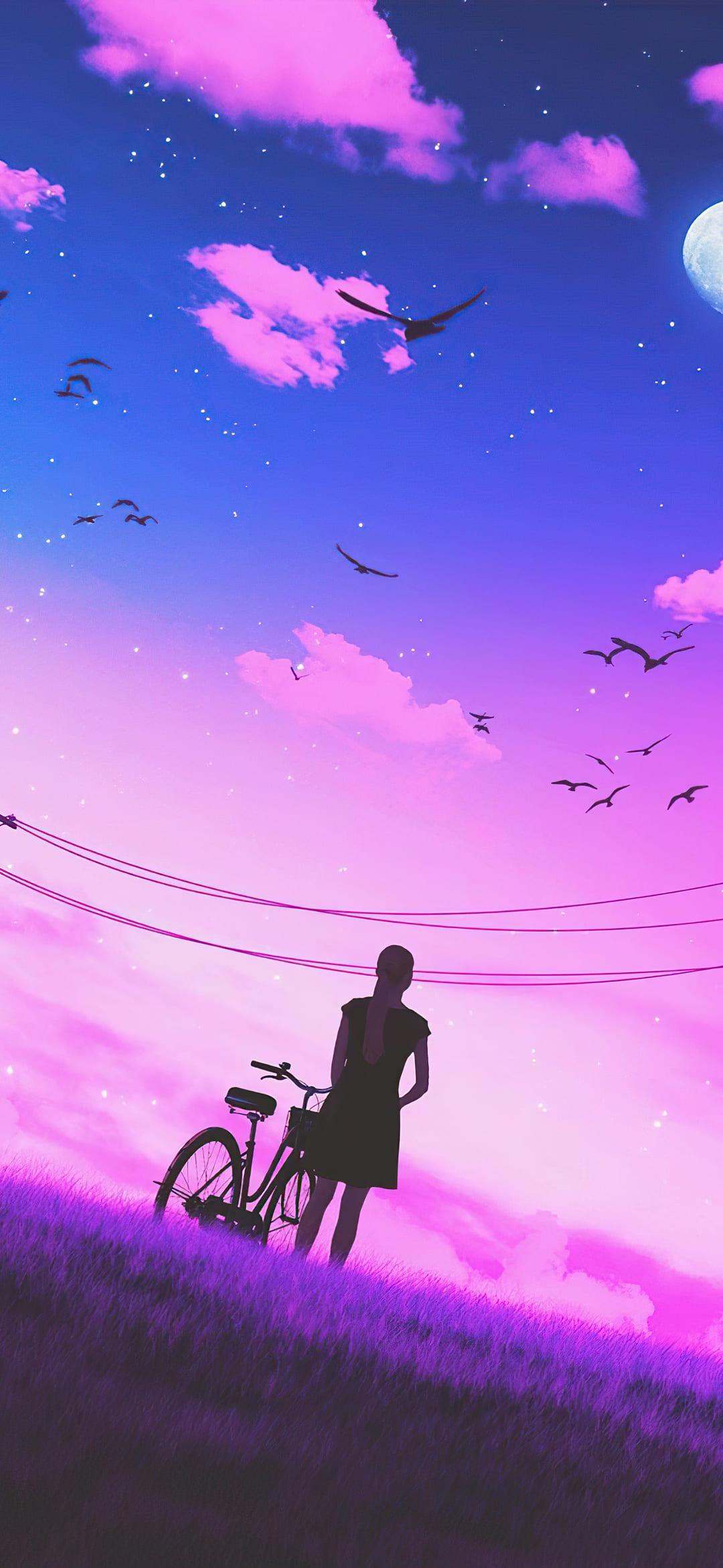 1080x2340 Vaporwave Wallpaper for Android