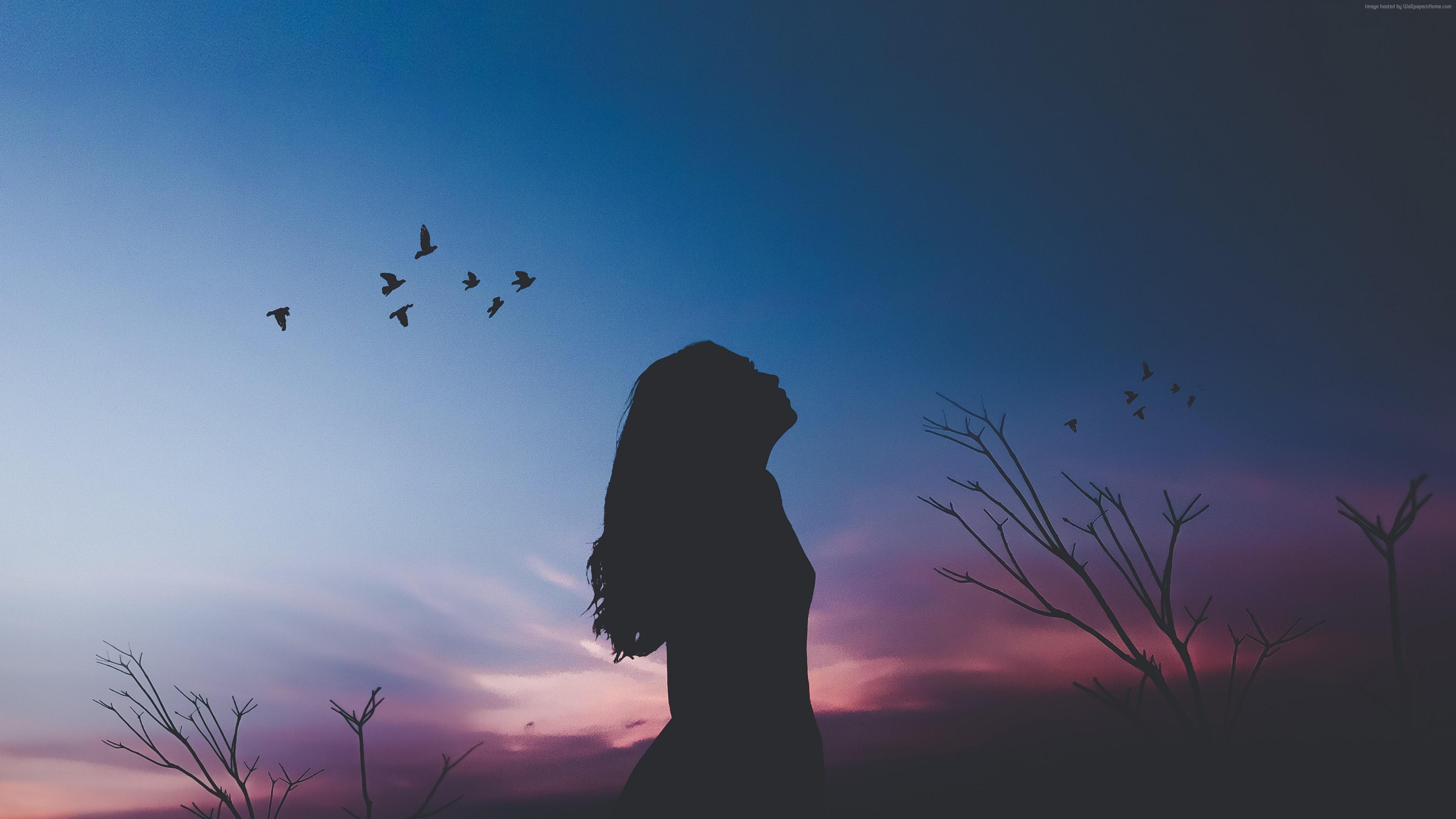 3840x2160 Wallpaper Girl, Silhouette, Shadow, 4k, Abstract Girl In The Shadow HD Wallpaper