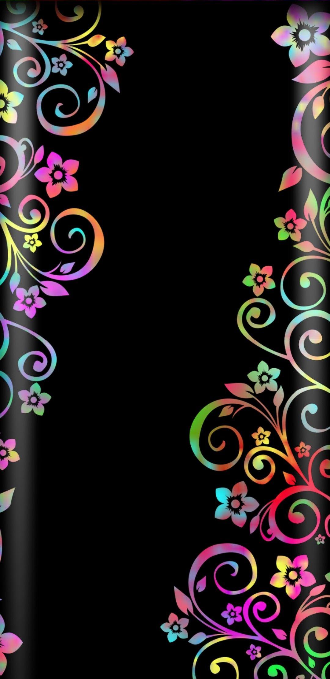 1080x2220 Bright / Glow Wallpaper. Black flowers wallpaper, Bling wallpaper, Black wallpaper iphone