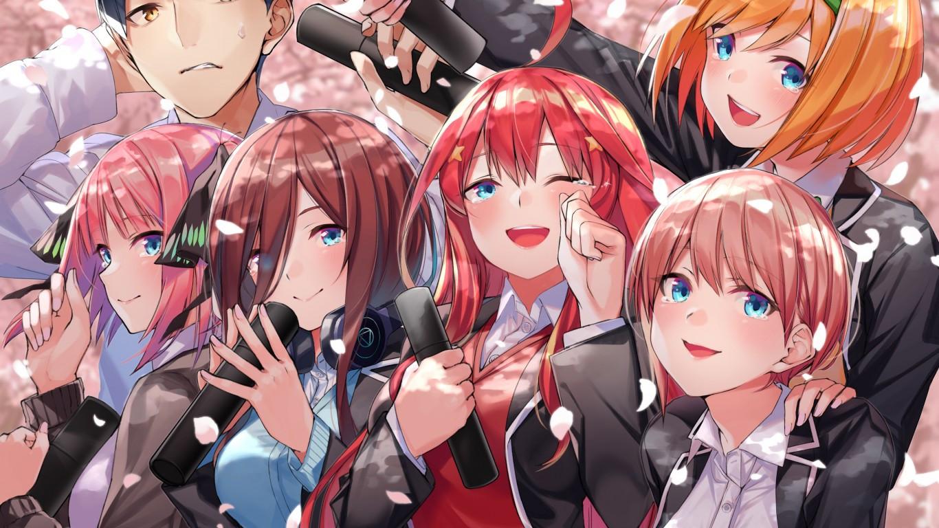 1366x768 Download 1366x768 Go Toubun No Hanayome, Nakano Itsuki, Nakano Ichika, Nakano Nino, Nakano Yotsuba Wallpaper For Laptop, Notebook