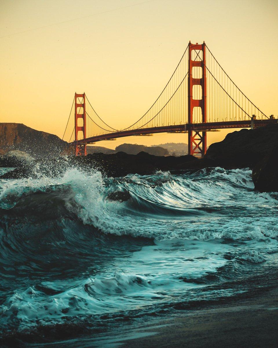 960x1200 HD Wallpaper By: Anas Hinde #DownloadTheApp #ocean #wave #bridge #GoldenGateBridge #dusk #orange #water #blue #red #photooftheday #beautiful #wonderful #amazing # awesome #HDWallpaper #wallpaper #Download