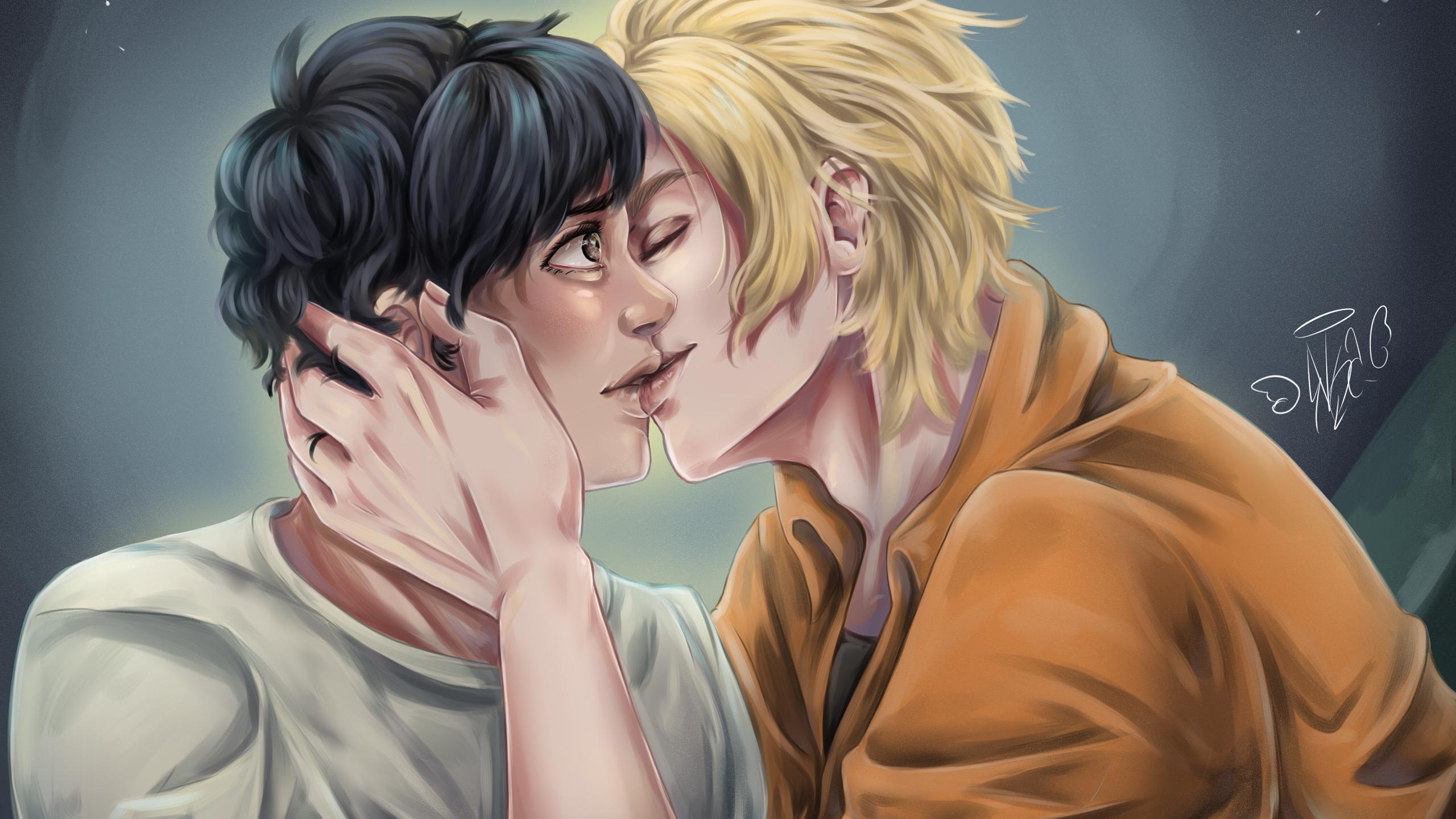 2560x1440 Eiji Okumura Ash Lynx Kissing Banana Fish HD Banana Fish Anime Wallpaper
