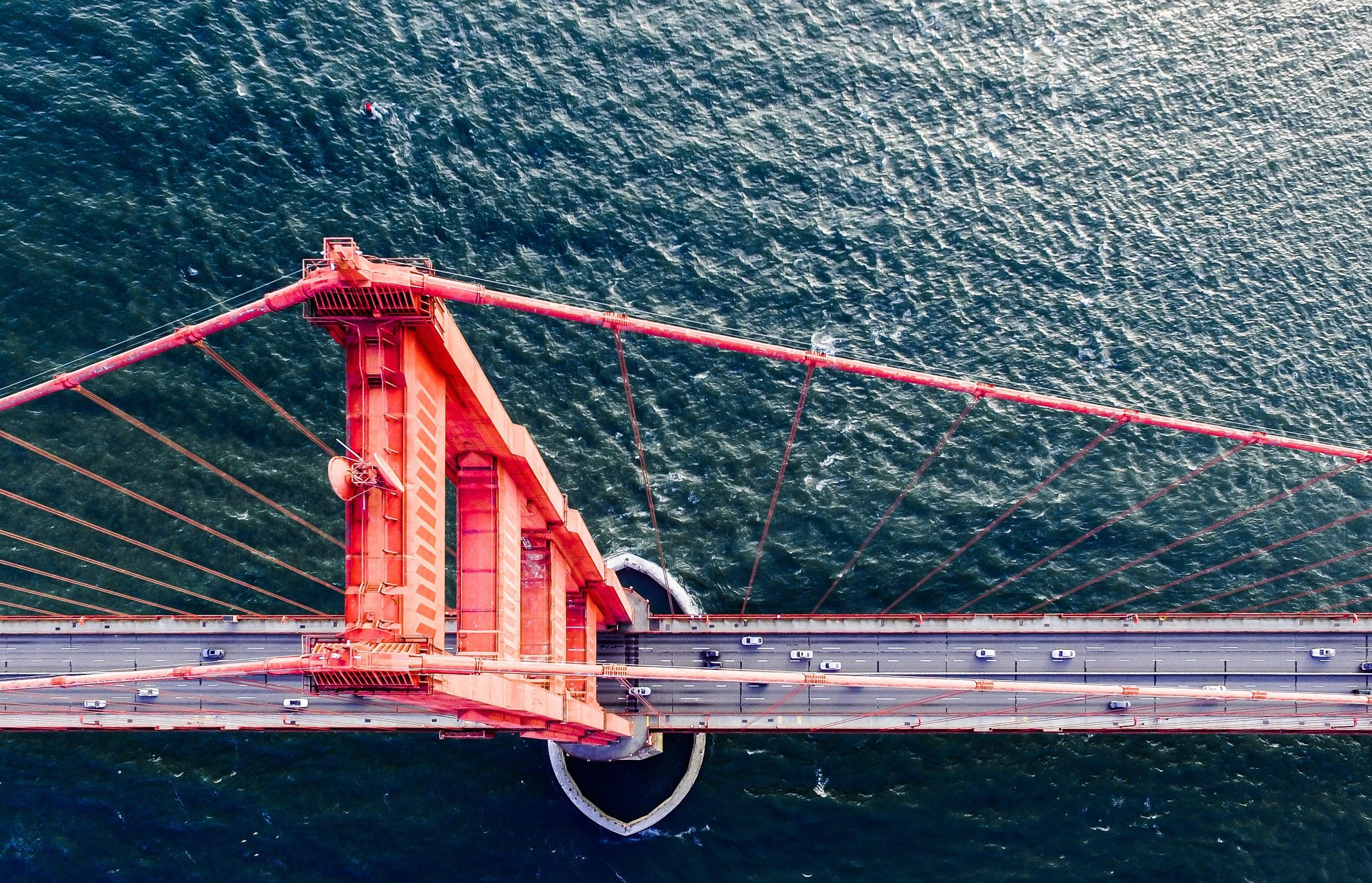 3070x1975 Awesome Top View of Golden Gate Bridge California US Wallpaper
