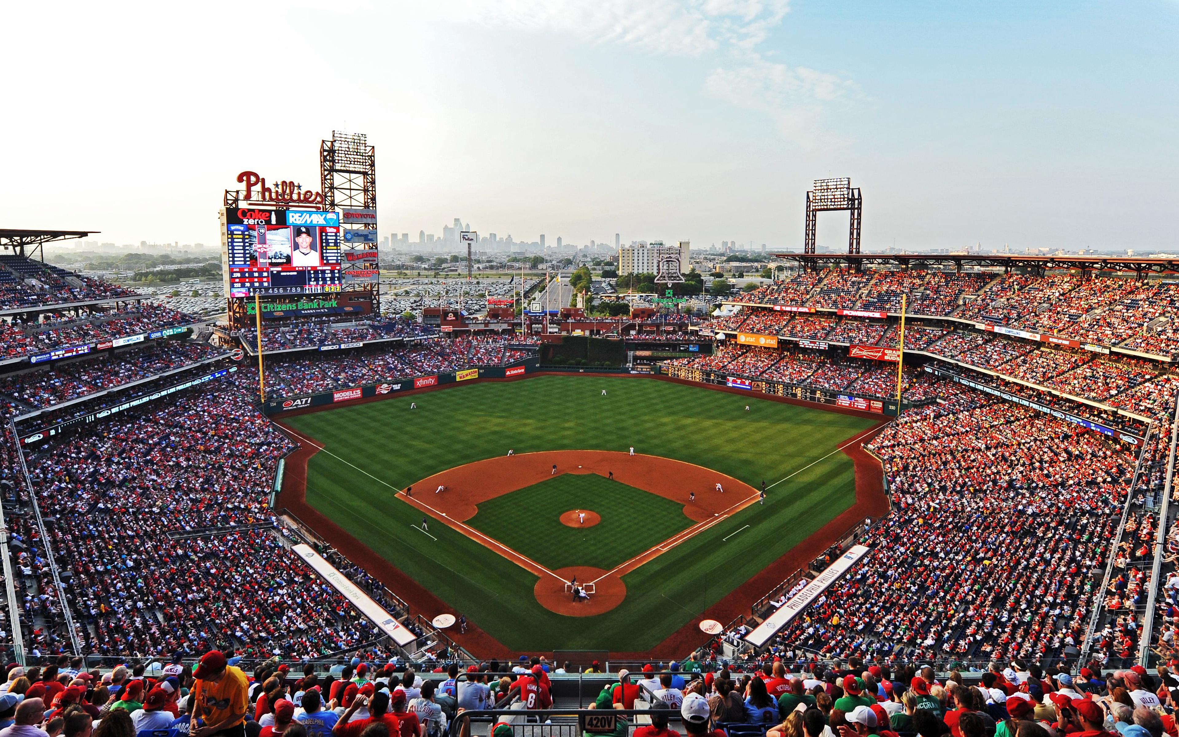 3840x2400 Download wallpaper Citizens Bank Park, Philadelphia Phillies, Major League Baseball, baseball stadium, USA, Philadelphia for desktop with resolution 3840x2400. High Quality HD picture wallpaper