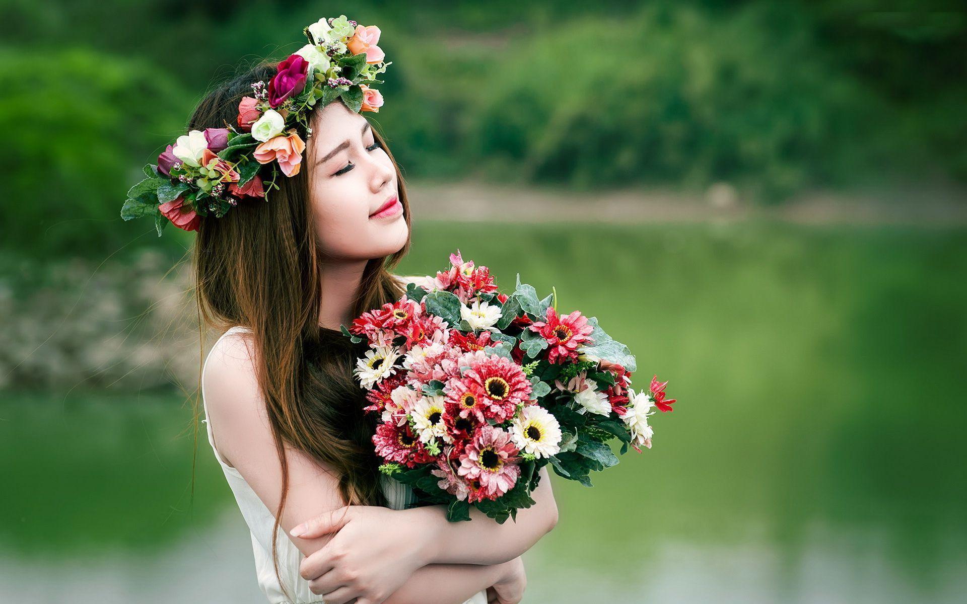 1920x1200 Flower Girl Wallpaper