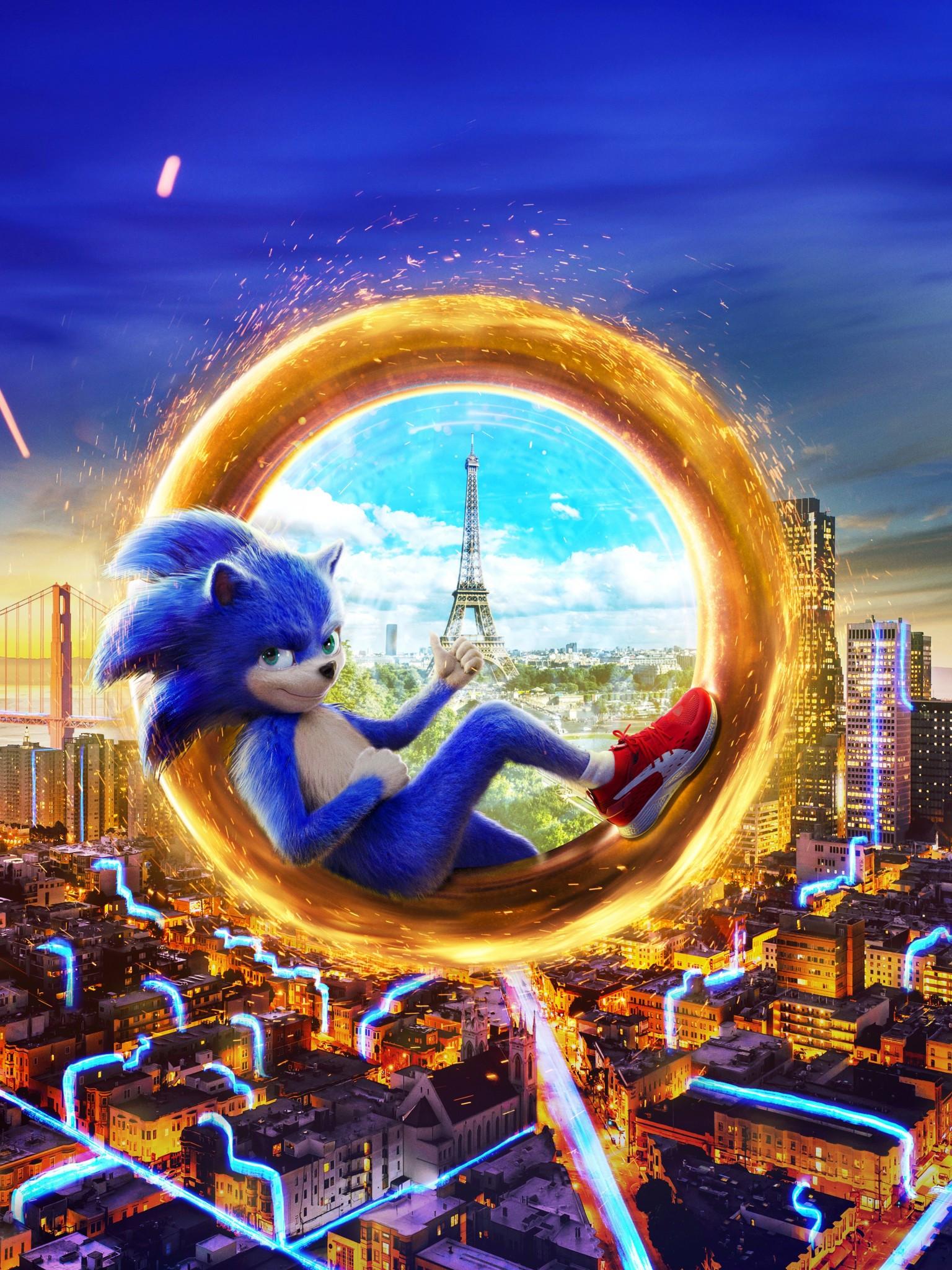 1536x2048 Download 1536x2048 Sonic The Hedgehog, Eiffel Tower, Cityscape, Artwork, Animation Wallpaper for Apple iPad Mini, Apple IPad 4