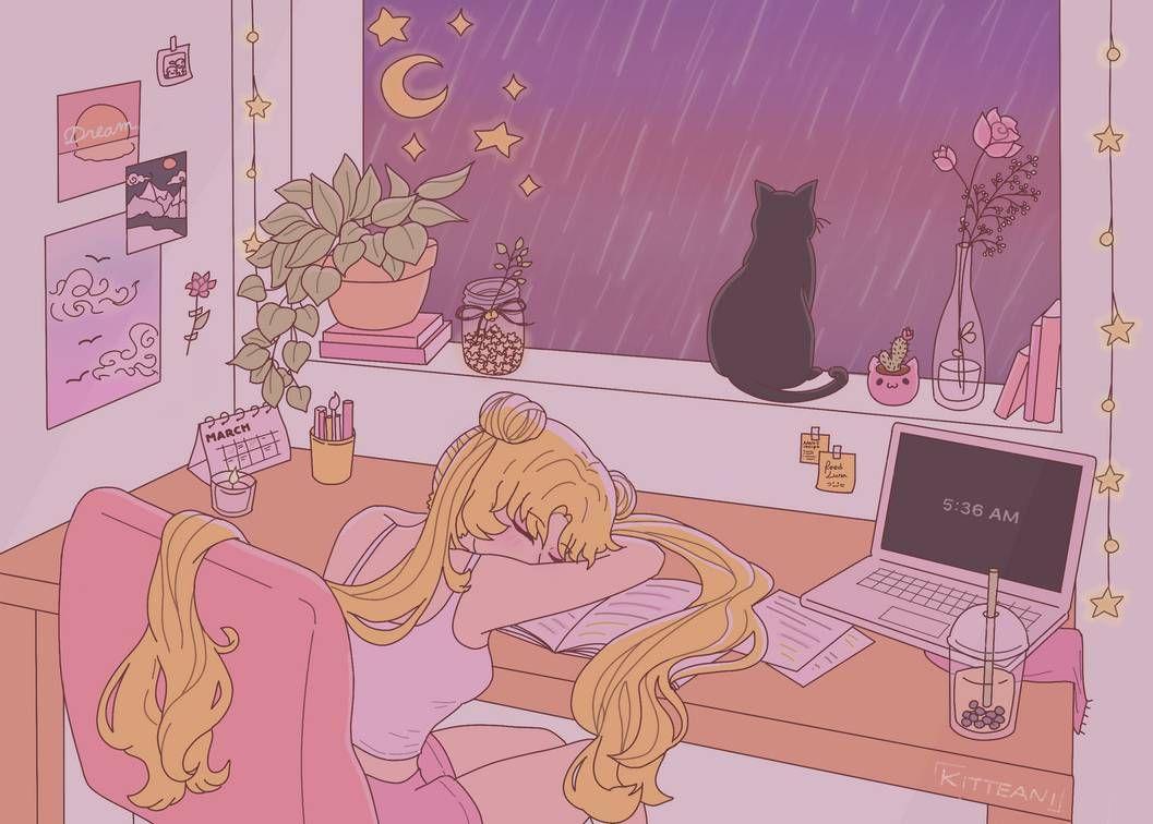 1057x756 sailor moon but she's a lofi girl. Sailor moon wallpaper, Sailor moon art, Sailor moon aesthetic