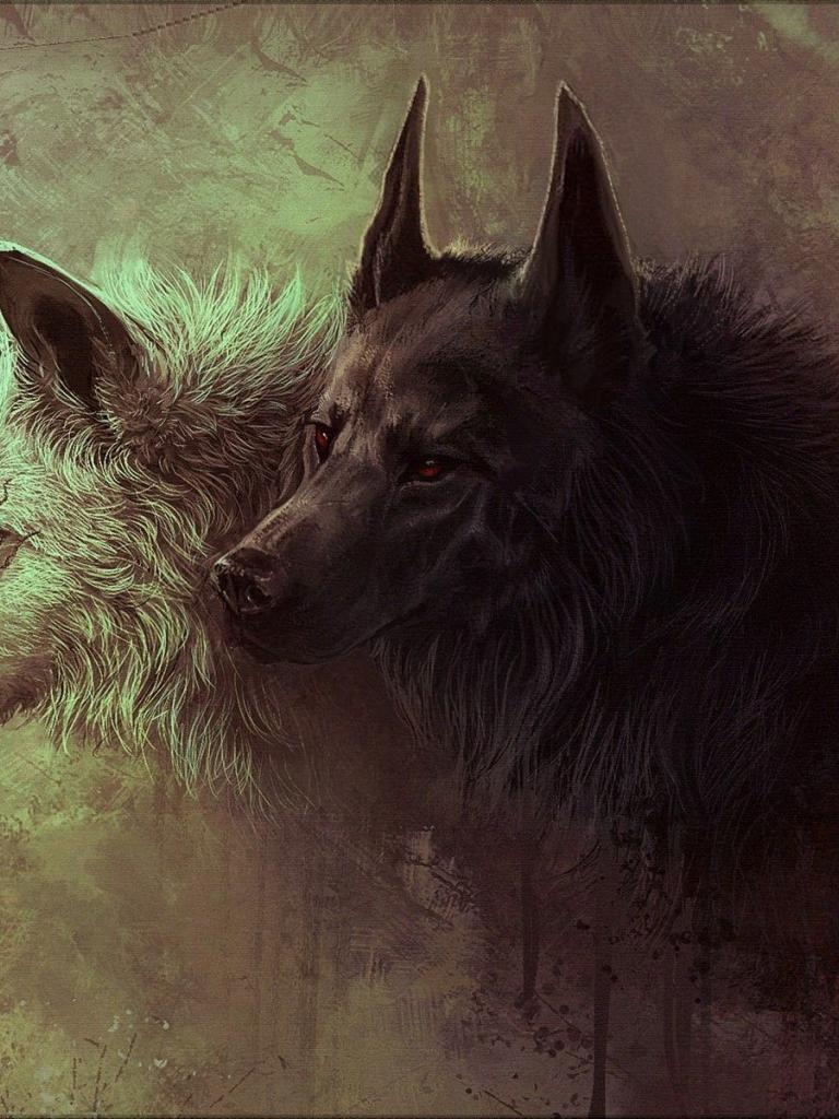 768x1024 Free download Gray and Black Wolves Painting Wallpaper HD [1920x1200] for your Desktop, Mobile & Tablet. Explore Black Wolf Wallpaper. Wolf Wallpaper Hd, Wolf Wallpaper Desktop, Cool Black Wolf Wallpaper