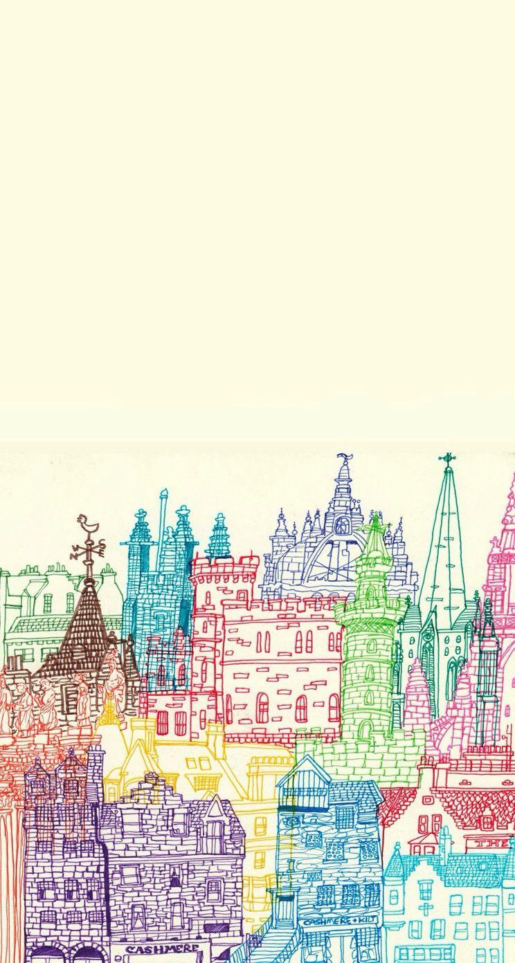 744x1392 iPhone Wallpaper. Watercolor wallpaper iphone, English wallpaper, Watercolor city