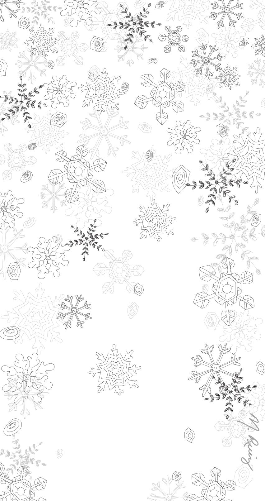 852x1608 Snowflake Flurry Pattern