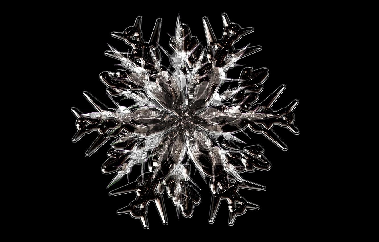 1332x850 Wallpaper winter, texture, large, Christmas, New year, black background, snowflake image for desktop, section текстуры