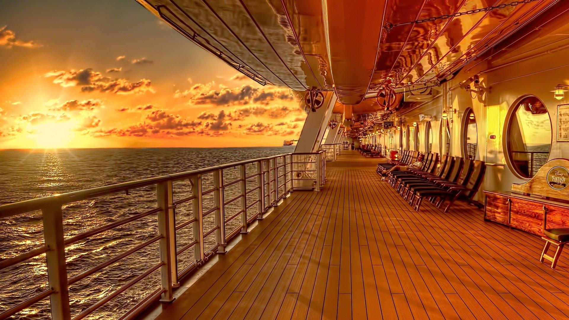 1920x1080 View of the Sunset from the Disney Fantasy Oceanliner Deck HD Wallpaper