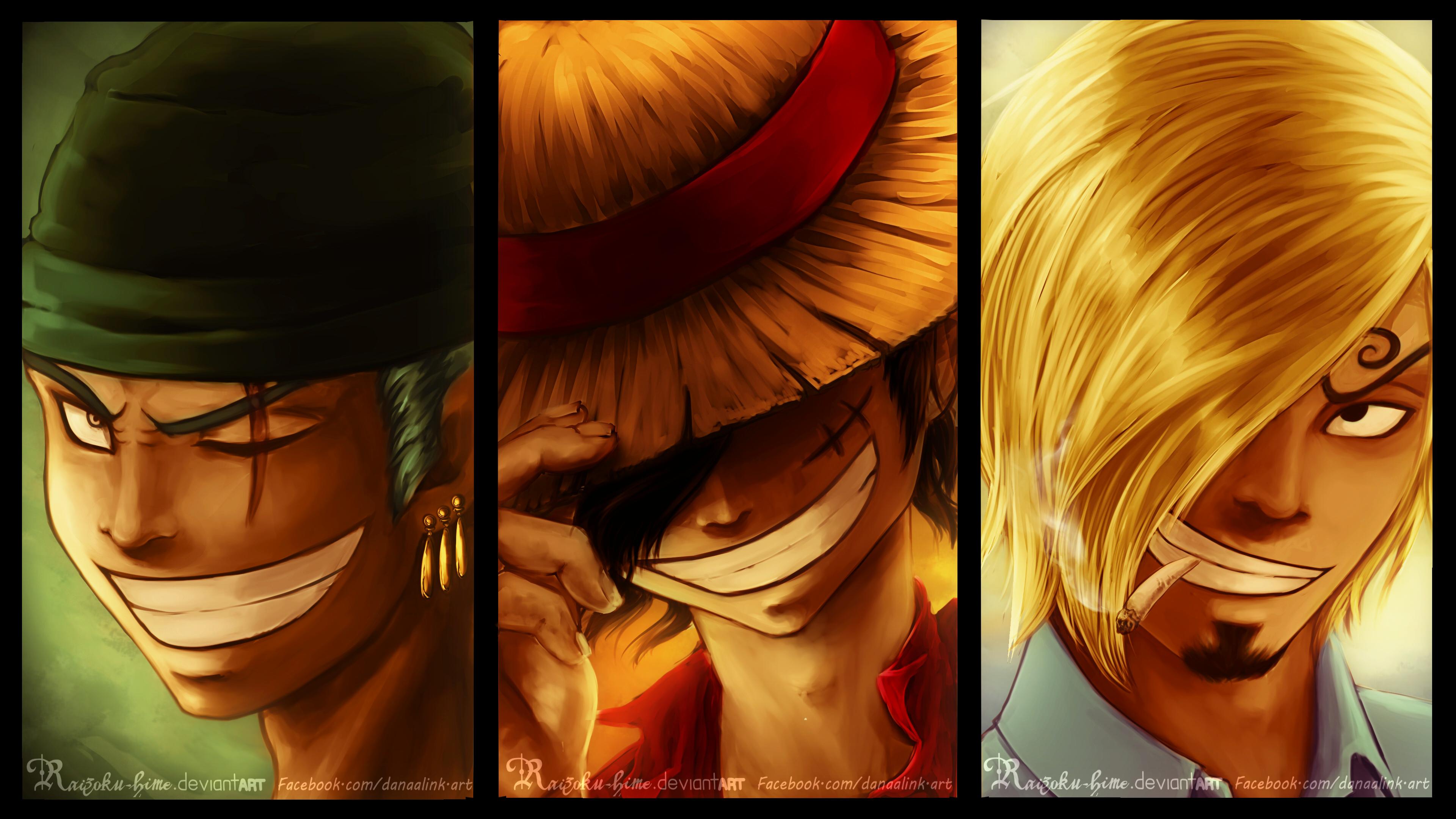 3840x2160 3840x2160 Sanji (One Piece), Monkey D. Luffy, Zoro Roronoa wallpaper JPG