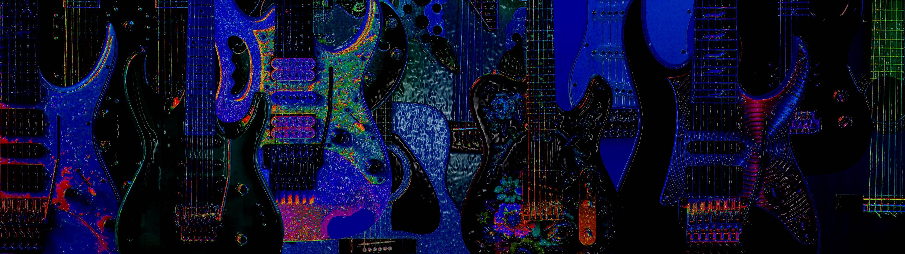 3840x1080 Trippy Guitars Dual Monitor Widescreen Wallpaper Monitor Wallpaper Guitar HD Wallpaper