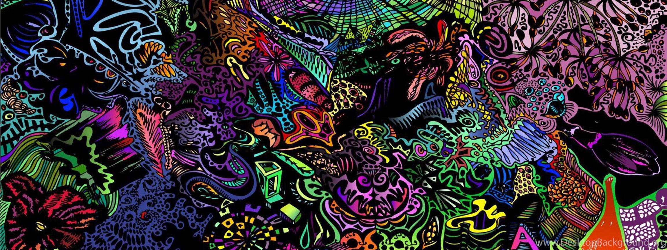 2304x864 New 1000 Wallpaper Blog: Trippy Marijuana Wallpaper Desktop Background