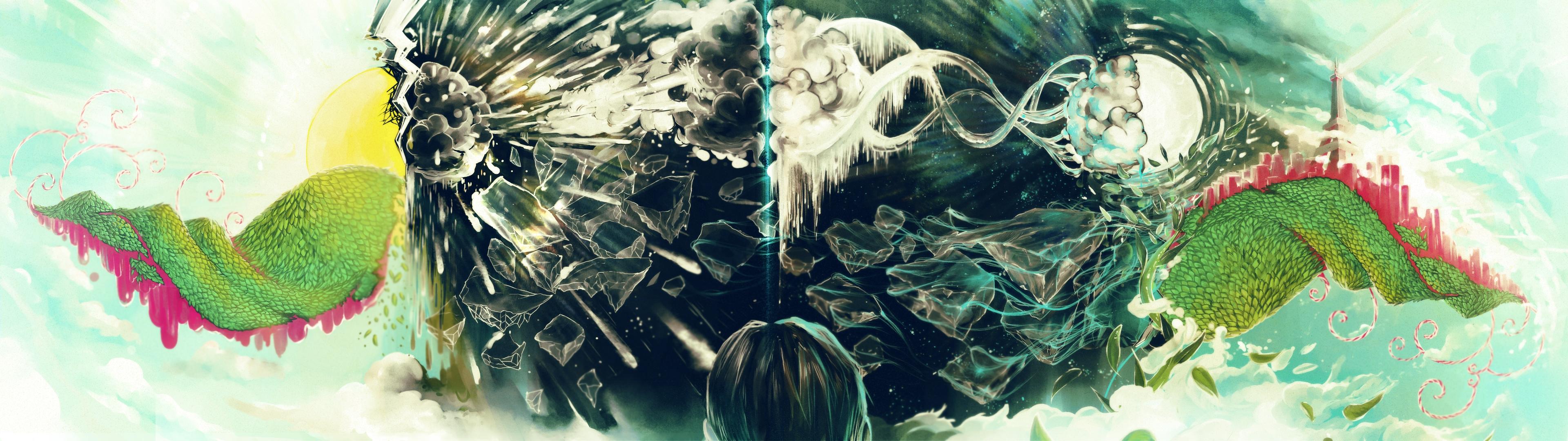 3840x1080 Psychedelic Wallpaper Dual Monitor