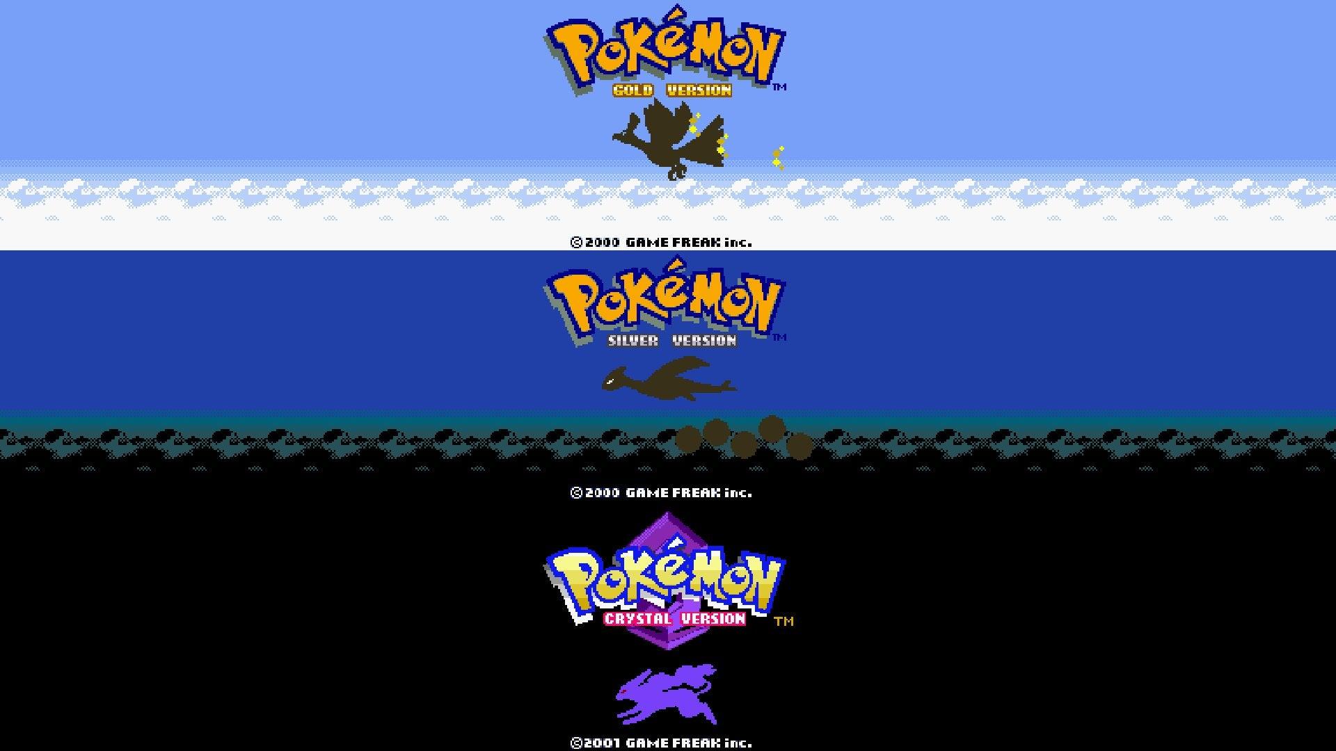 1920x1080 I Made Some Gold Silver Crystal Title Screen Inspired Wallpaper (2 Desktop, 1 Mobile, With Text And Textless Versions) [MIC]: Pokemon