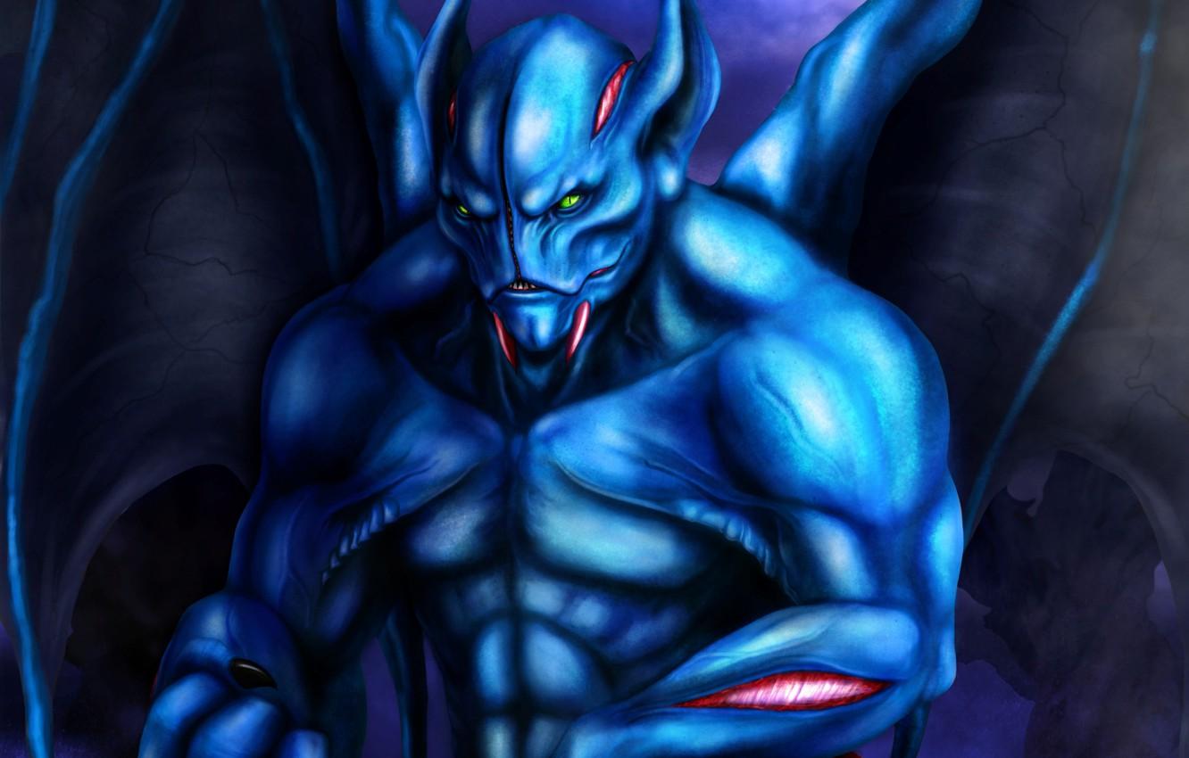 1332x850 Wallpaper blue, wings, being, art, Dota Night Stalker, Balanar, niekholest image for desktop, section игры
