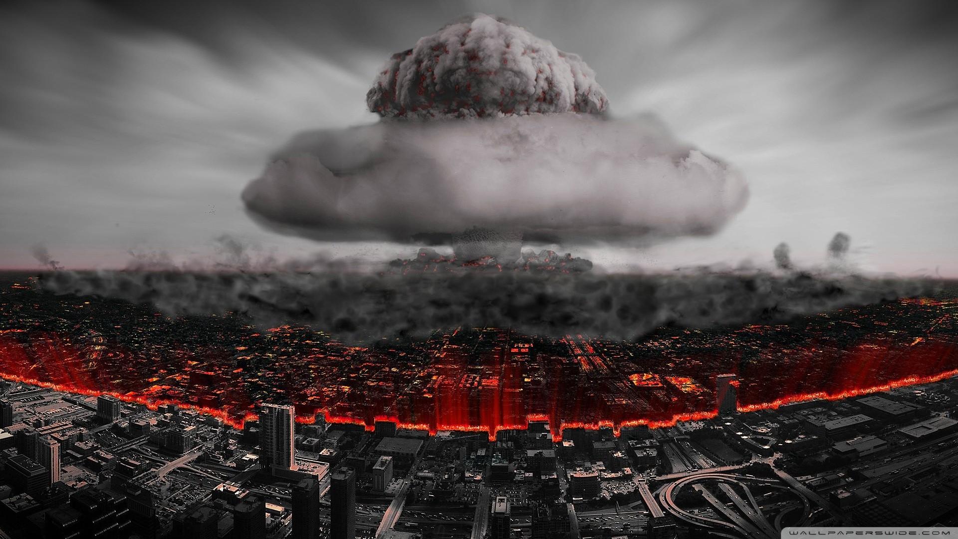 1920x1080 #city, #bombs, #apocalyptic, #digital art, #cityscape, #ruin, # explosion, #atomic bomb, #nuclear, #selective coloring, wallpaper. Mocah HD Wallpaper