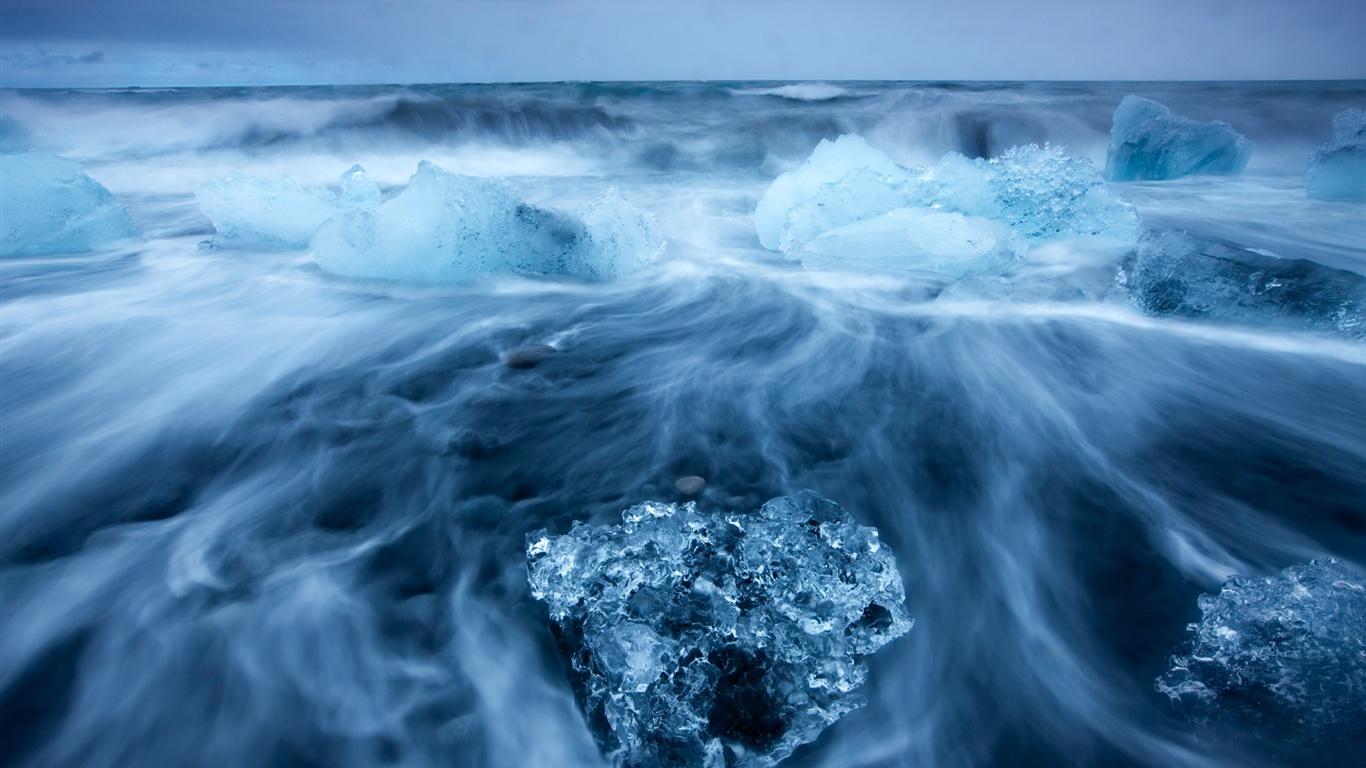1366x768 Wallpaper Arctic landscape, icy sea, into blocks of sea ice, cold blue 1920x1200 HD Picture, Image