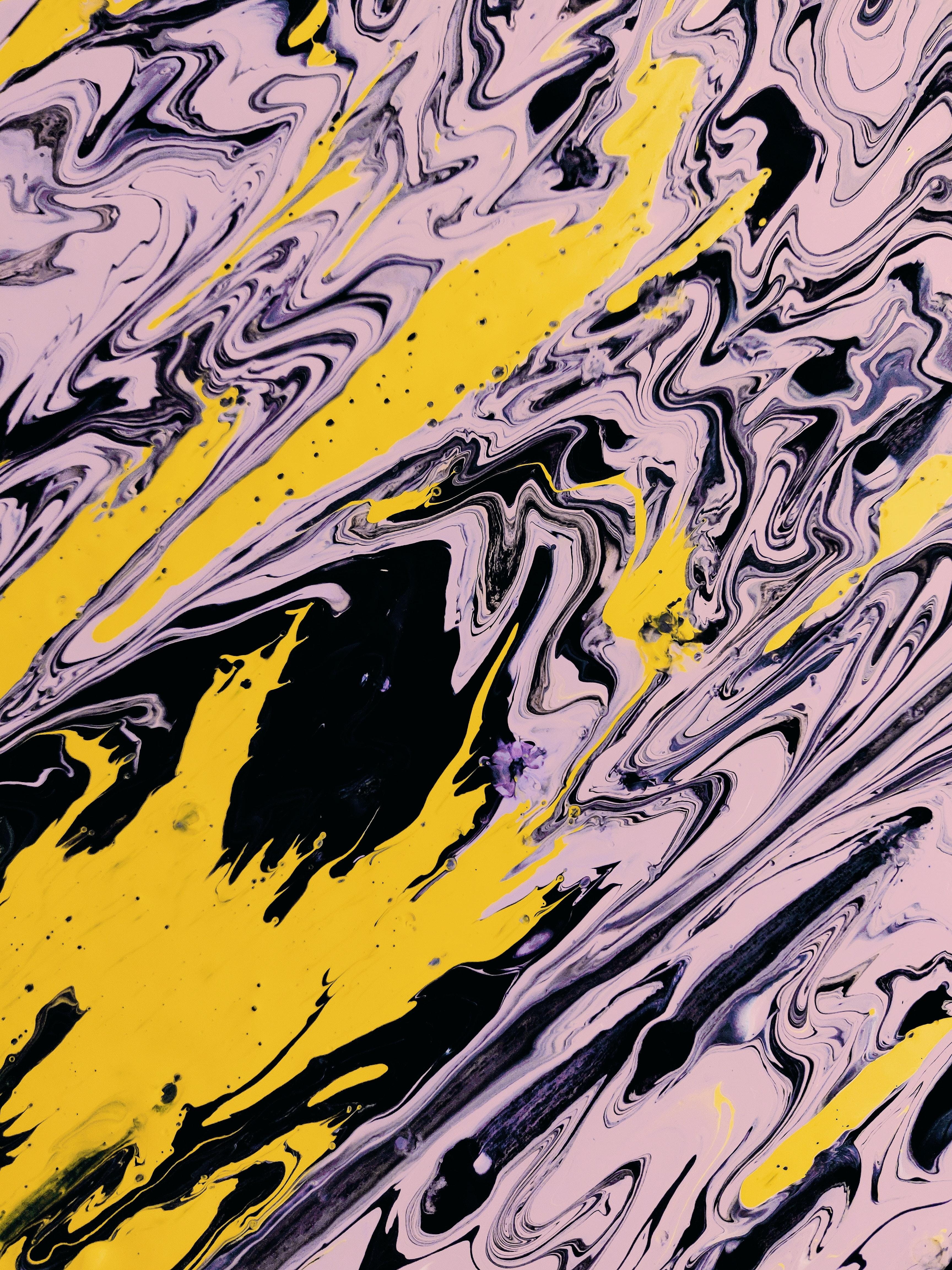 3456x4608 Yellow Black and Purple Abstract Painting · Free
