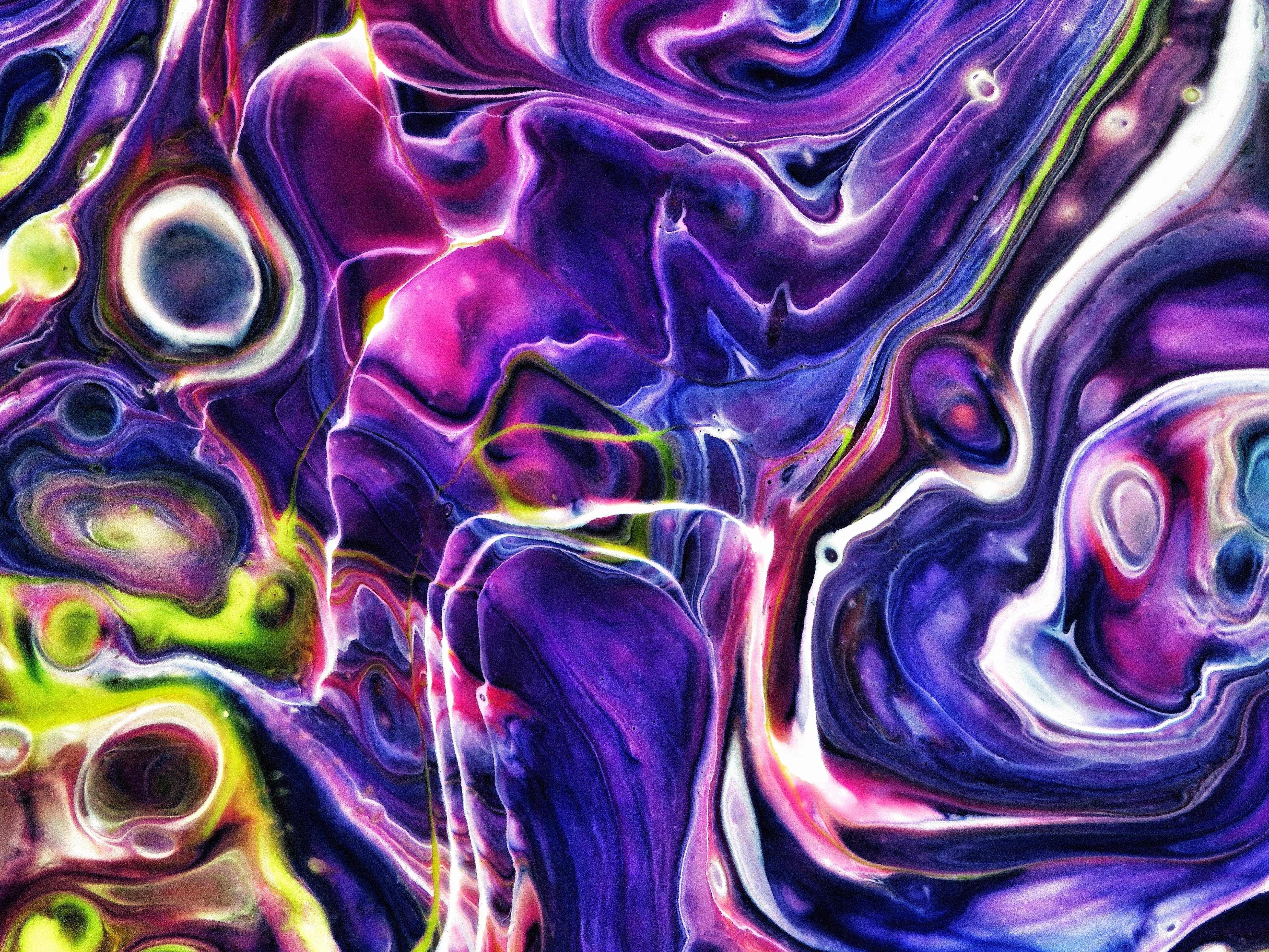 5184x3888 Purple Green and Yellow Abstract Painting · Free