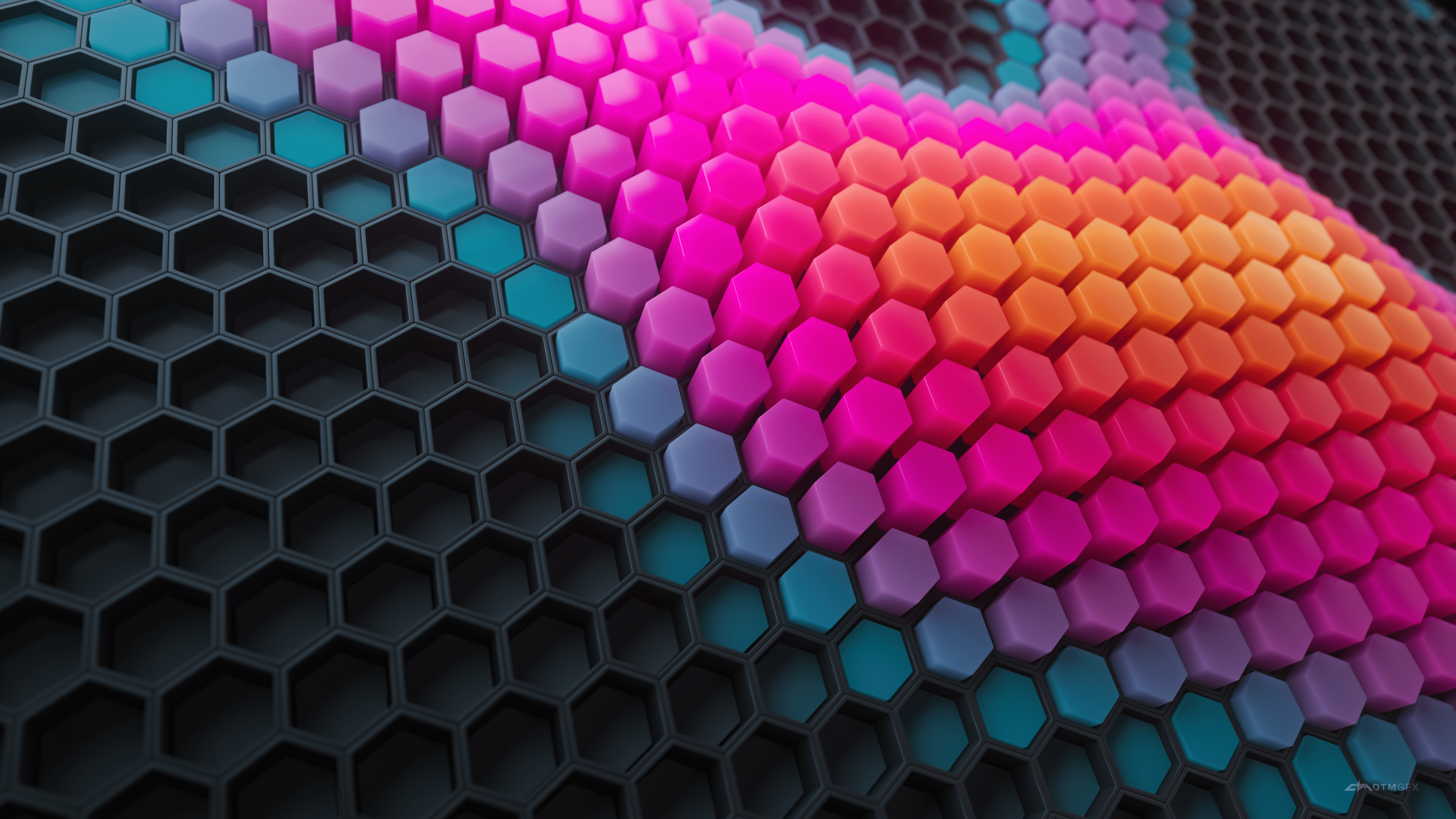 3840x2160 Hexagons Wallpaper 4K, Patterns, Colorful background, Colorful blocks, Abstract
