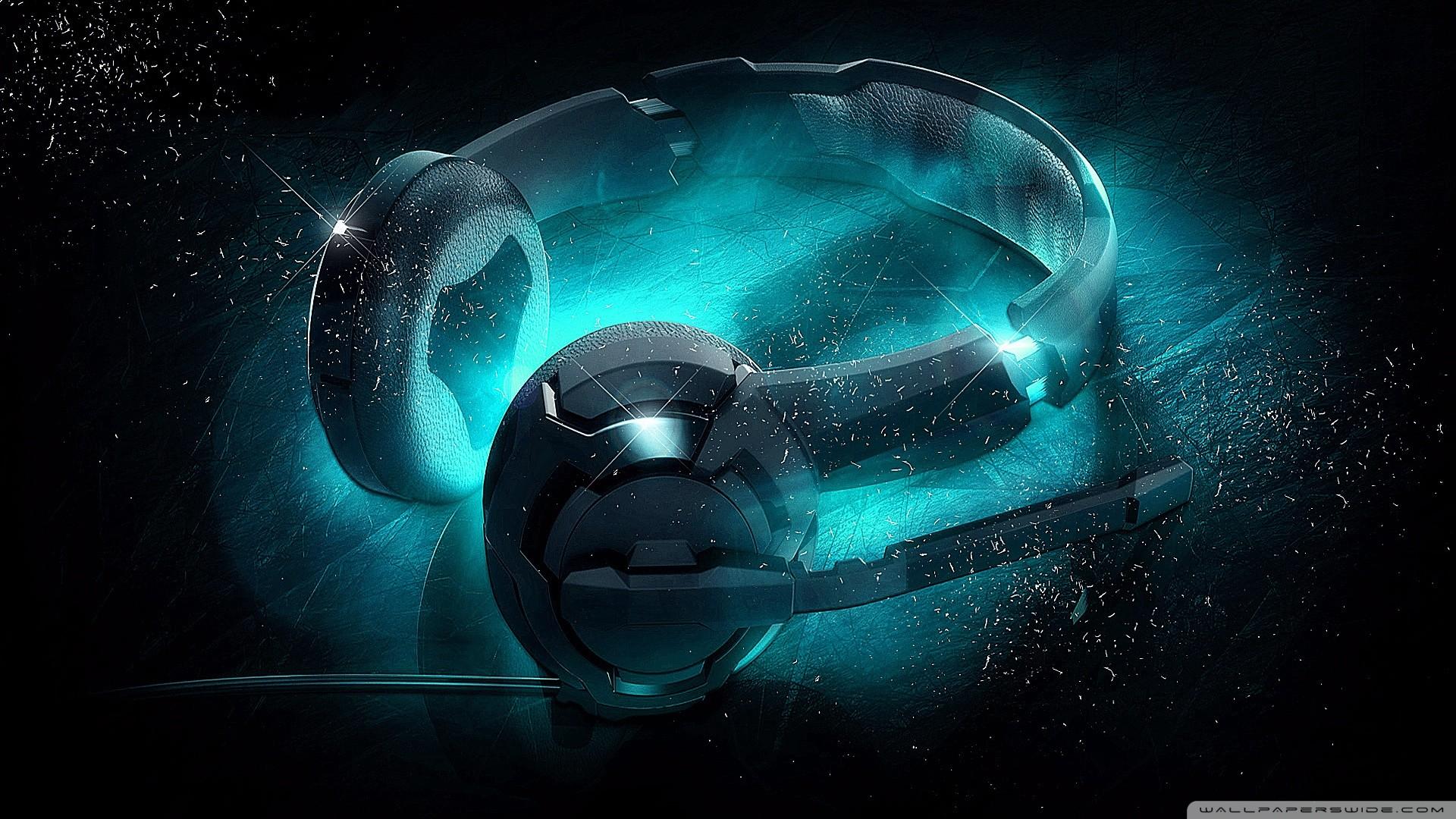 1920x1080 Headphones Digital Art Neon Black Background Cyan 1920x1080 UHD Wallpaper. Walldump HD and UHD Wallpaper