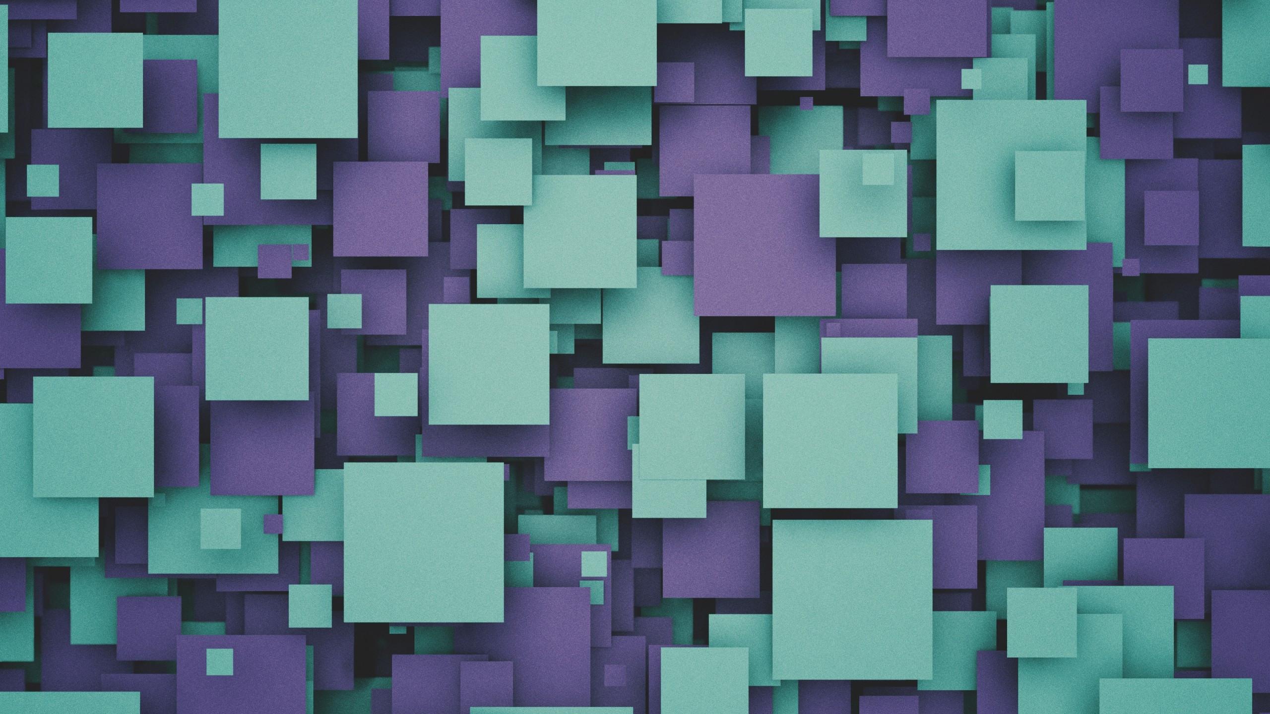 2560x1440 Download 2560x1440 Square Tiles, Nested, Texture, Cyan And Purple Wallpaper for iMac 27 inch
