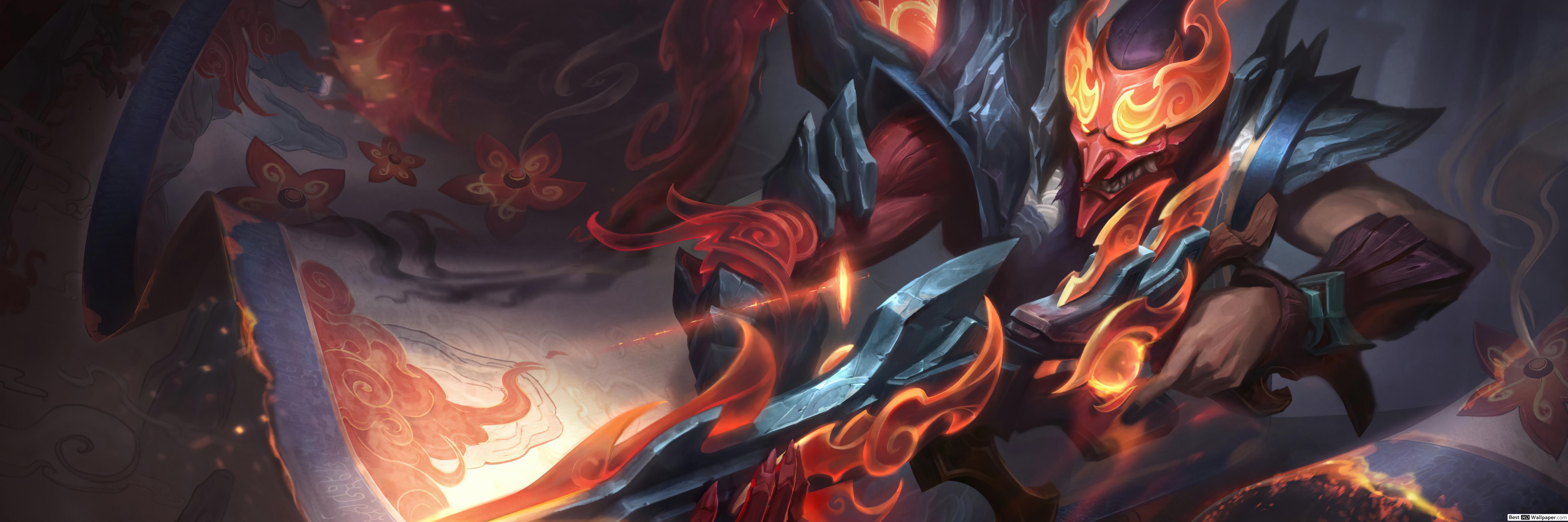6000x2000 Shan Hai Scrolls 'Jhin' Splash Art (8K) of Legends (LOL) HD wallpaper download