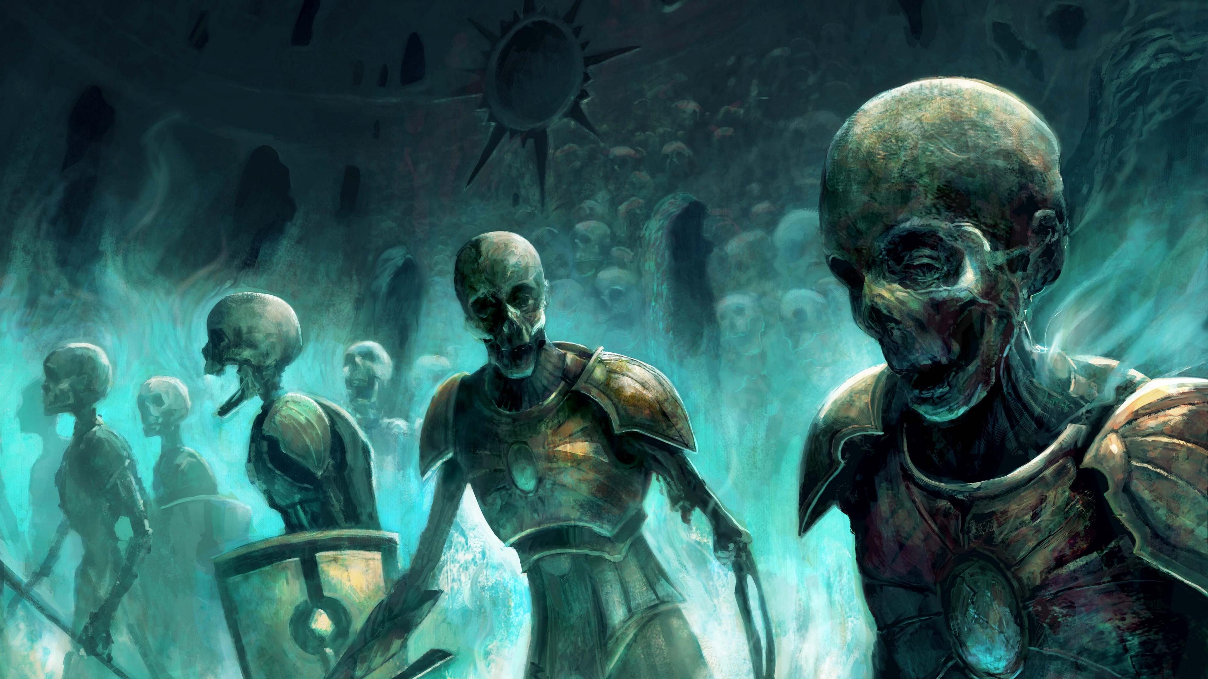 3840x2160 Wallpaper 4k zombies, skeletons, magic, army, skull 4k Wallpaper