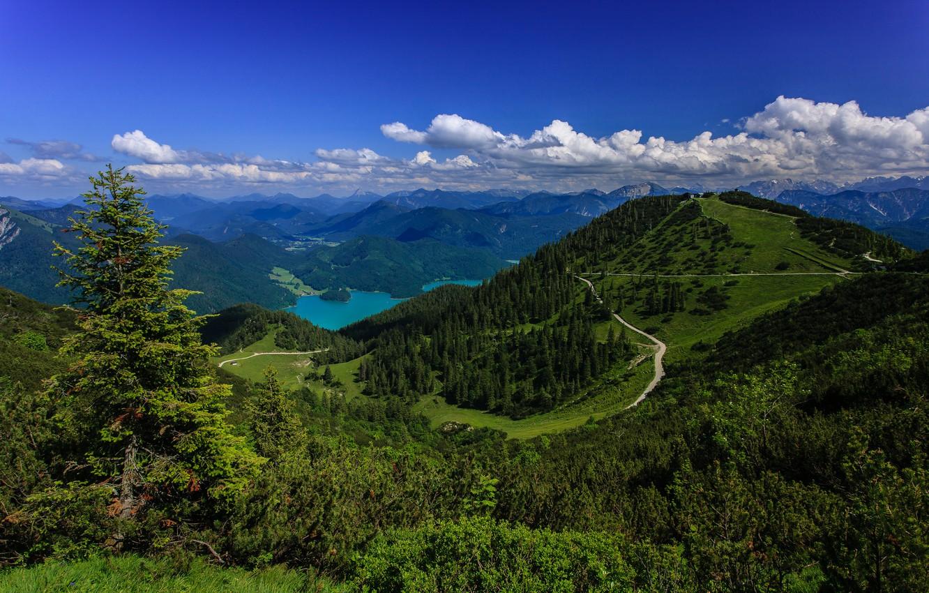 1332x850 Wallpaper mountains, lake, Germany, panorama, forest, Germany, Bavarian Alps, The Bavarian Alps image for desktop, section пейзажи
