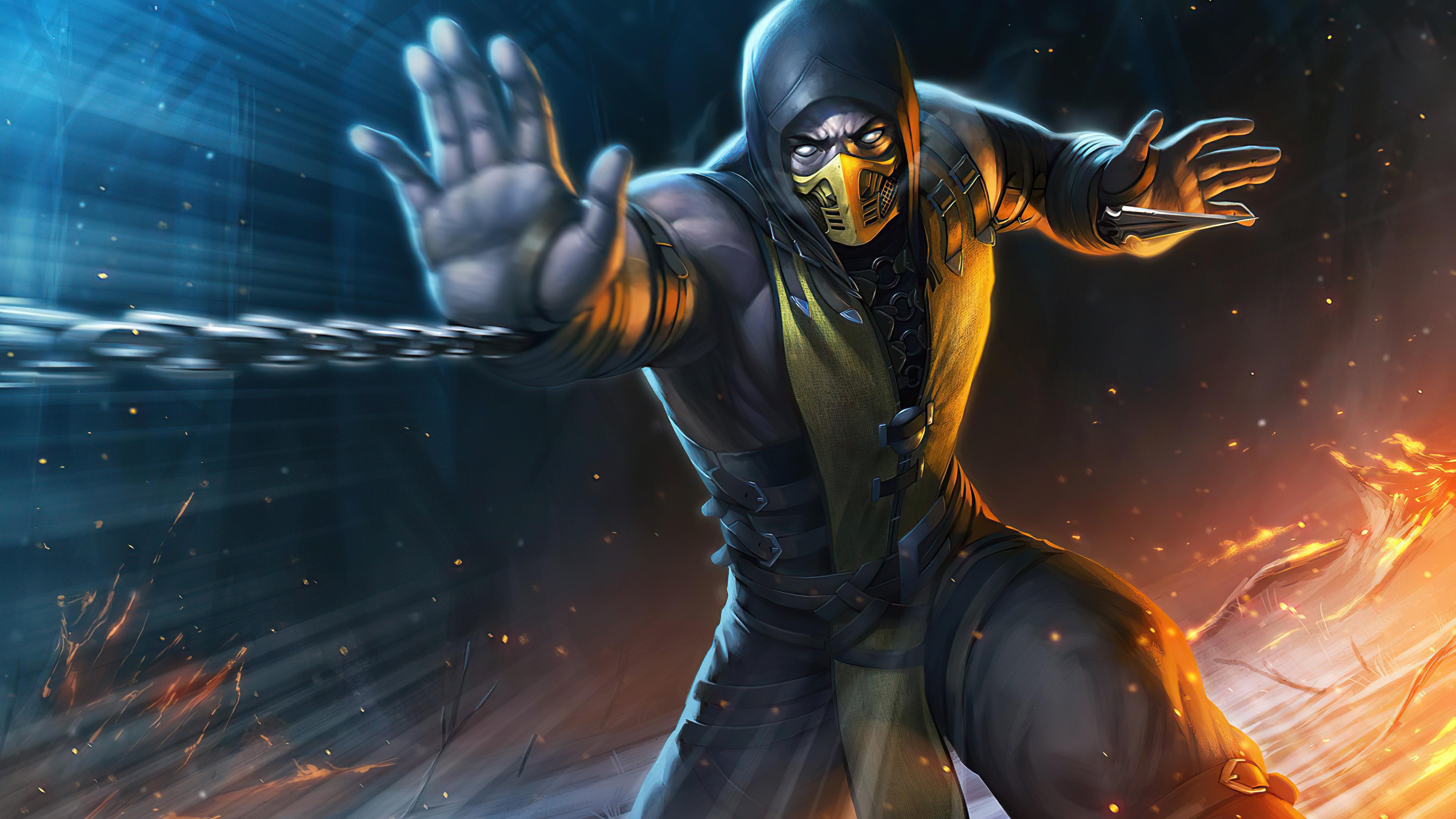 5120x2880 Mortal Kombat Scorpion 4K 5K HD Mortal Kombat Wallpaper