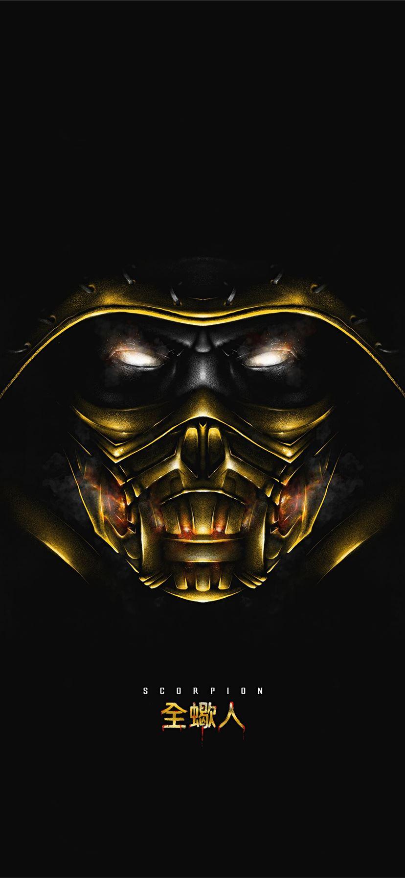 828x1792 scorpion mortal kombat dark minimal 8k iPhone 11 Wallpaper Free Download