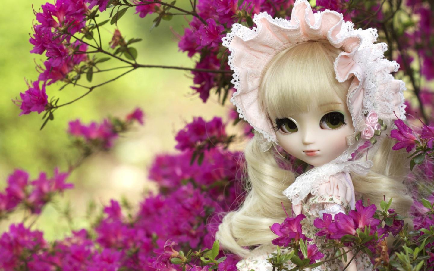 1440x900 Picture of Flower and Cute Doll for Girly Wallpaper Wallpaper. Wallpaper Download. High Resolution Wallpaper