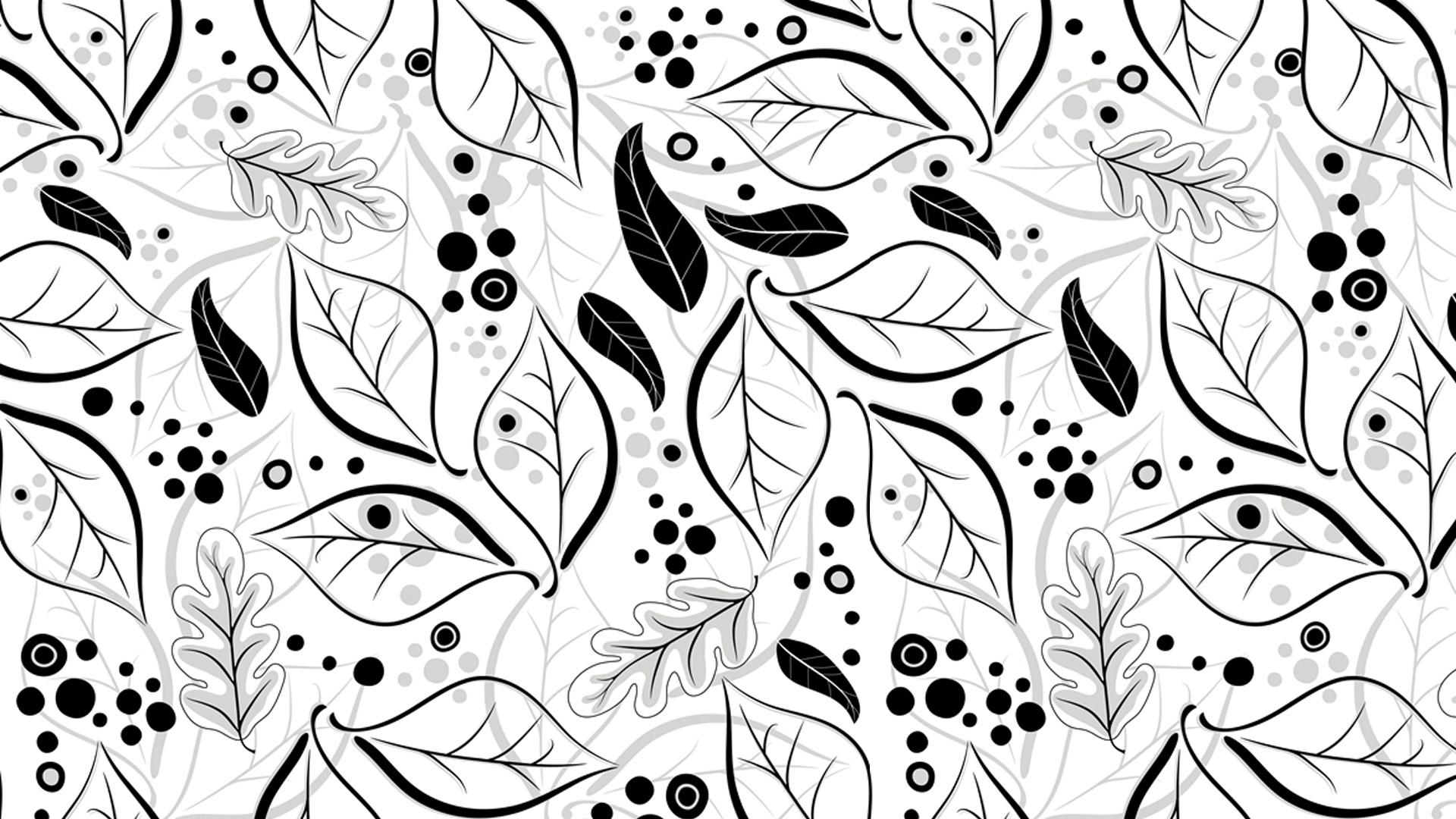 1920x1080 Black And White Leaf Pattern HD Abstract Wallpaper