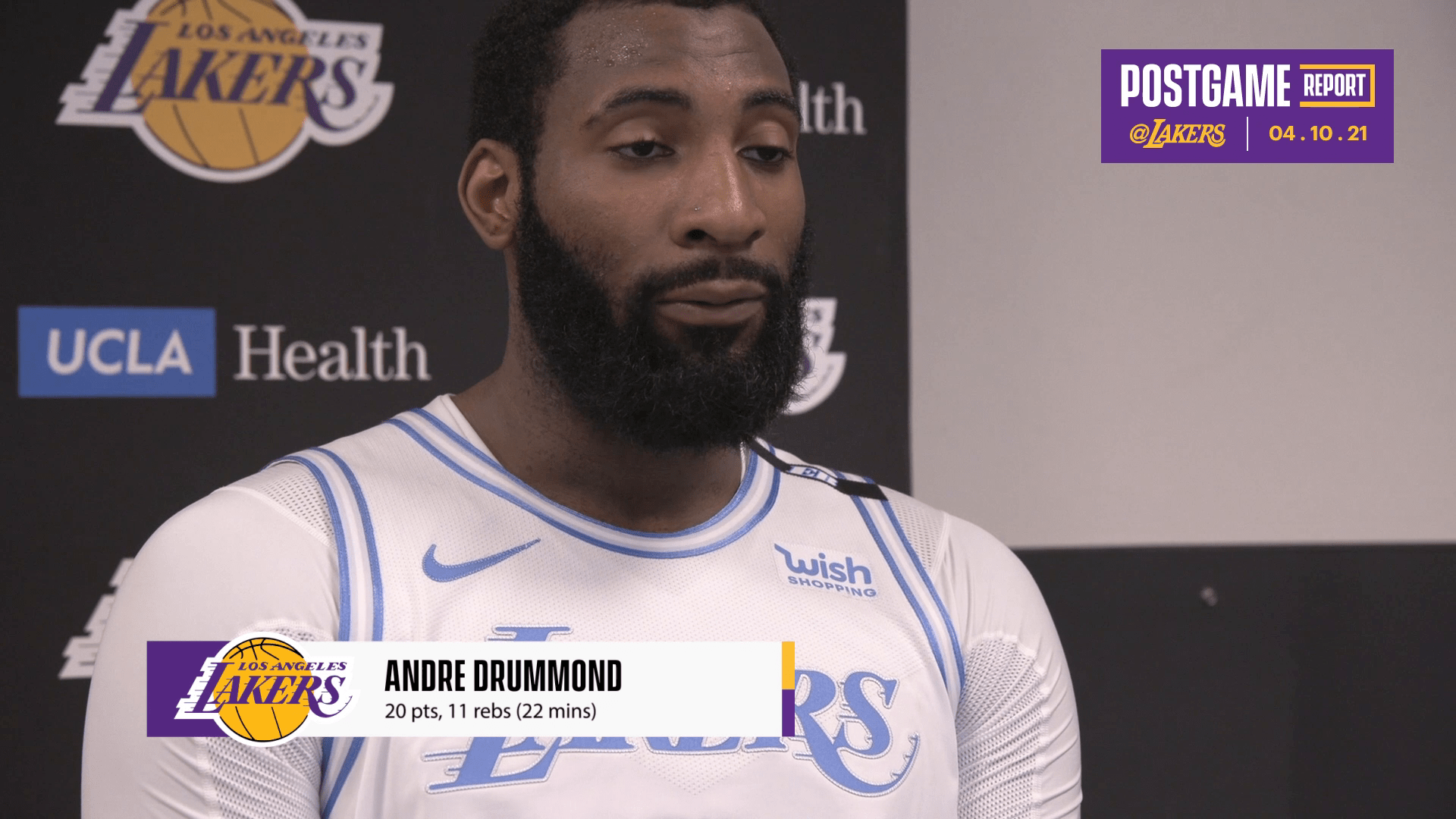 1920x1080 Lakers Postgame: Andre Drummond (4 10 21). Los Angeles Lakers