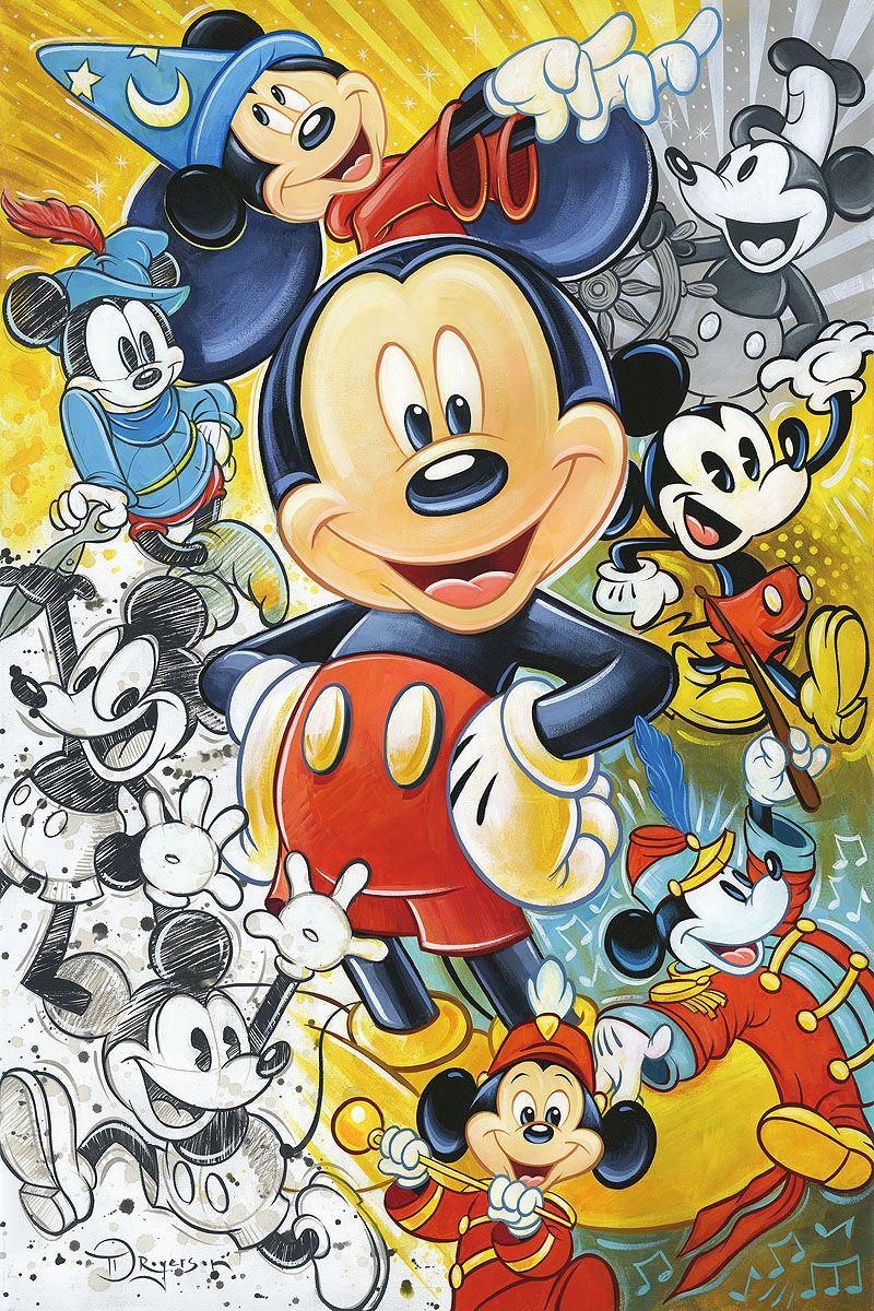 800x1200 Years of Mickey Mouse by Tim Rogerson. Disney fine art, Mickey mouse background, Mickey mouse art