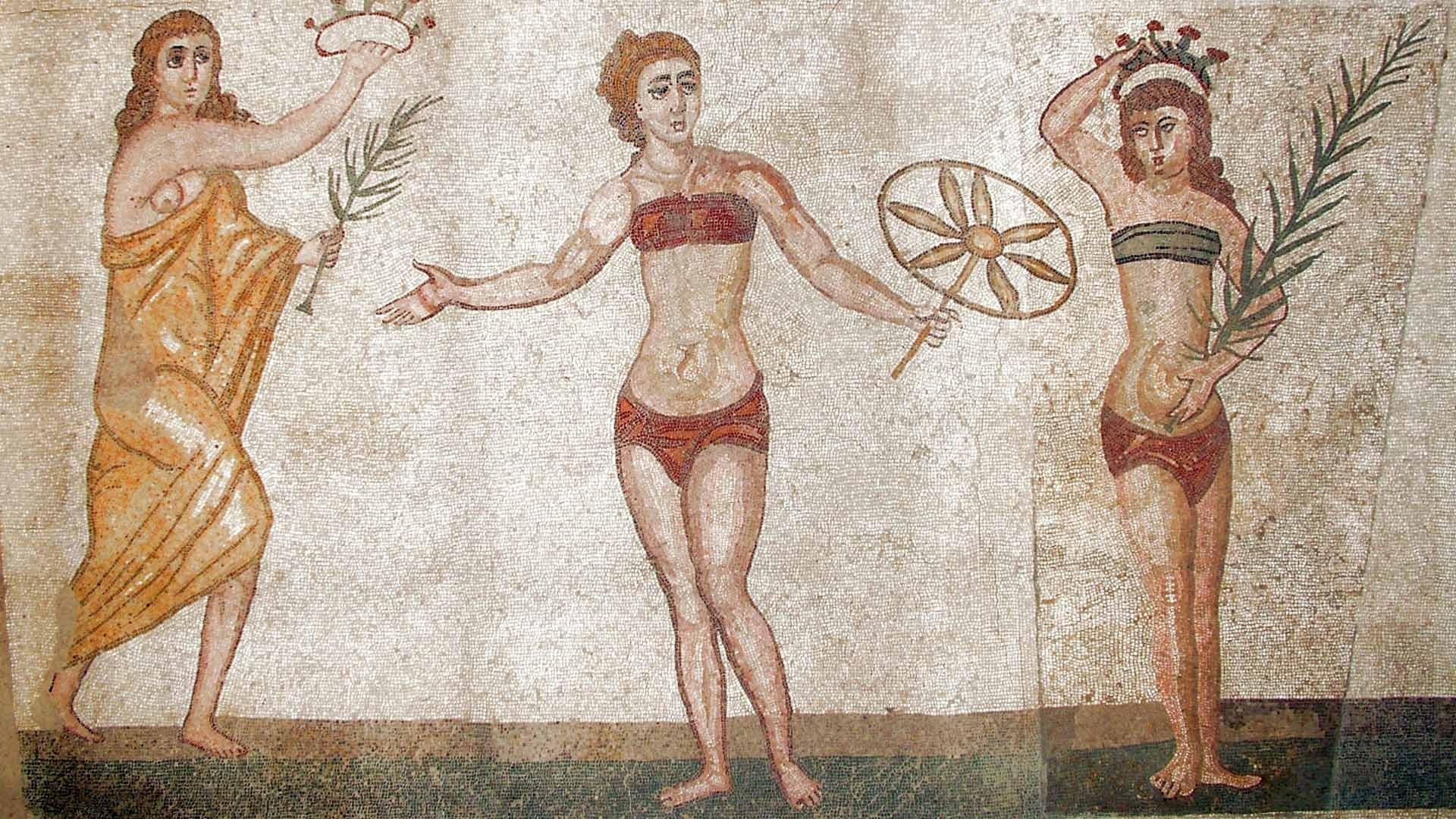 1920x1080 Roman girls in “bikinis” mosaic from the Villa Romana del Casale World Magazine