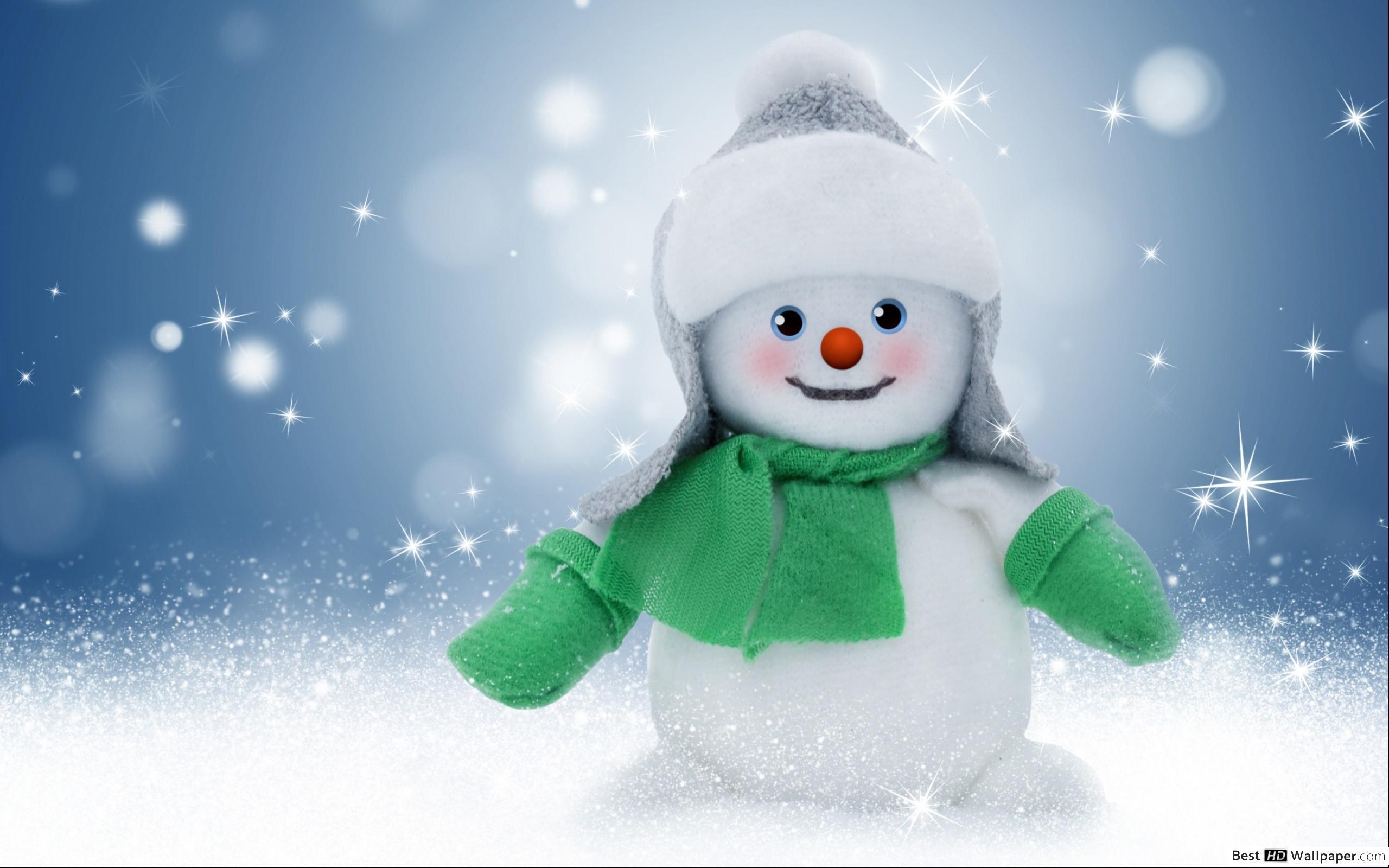 2560x1600 Christmas snowman HD wallpaper download