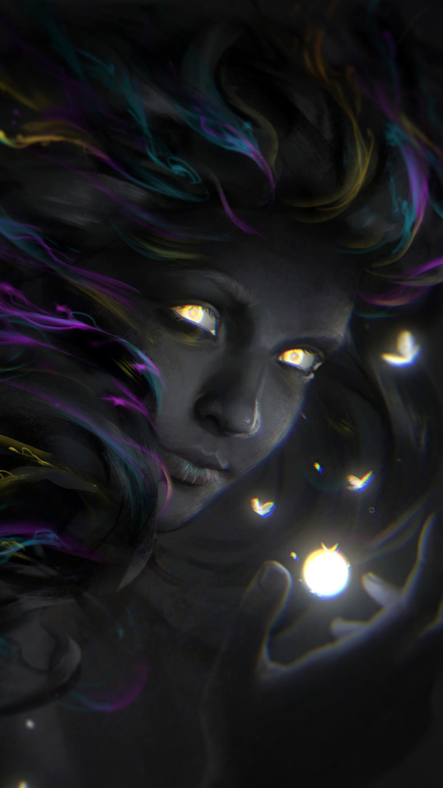 1440x2560 Mystic Wallpaper 4K, Girl, Magical, Light, Dark, CGI, Fantasy