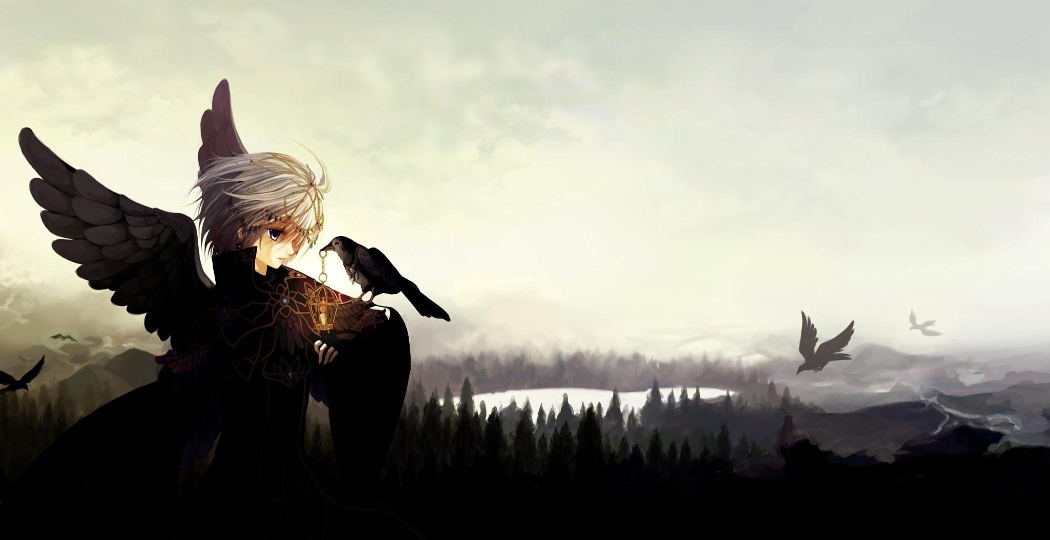 2099x1080 Souya Touki Souya Touki Original Angels Dark Gothic Ravens Crows Birds Magical Wallpaperx1080