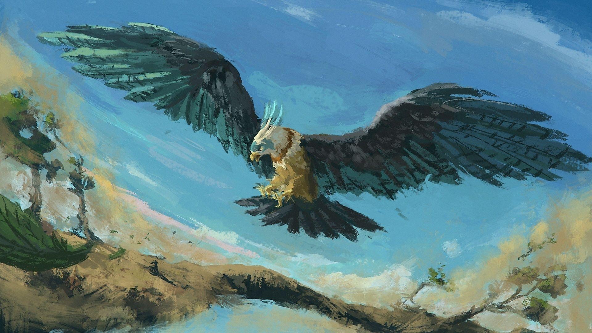 1920x1080 Download 1920x1200 wallpaper fantasy, mighty eagle, flight, artwork
