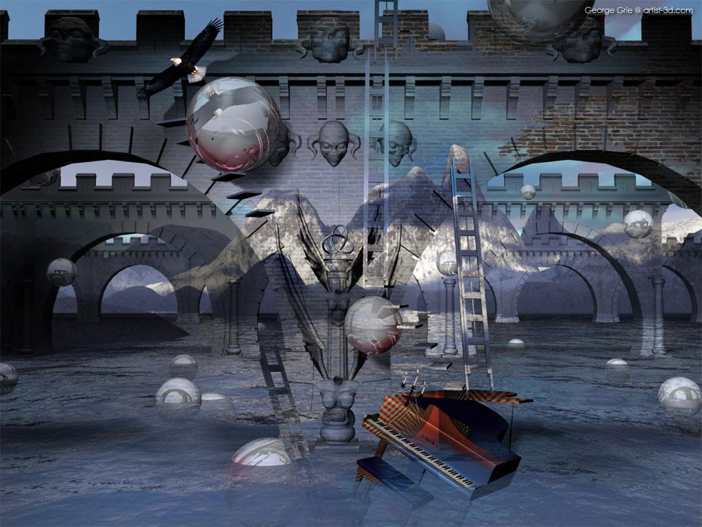 1024x768 3D Surreal Wallpaper