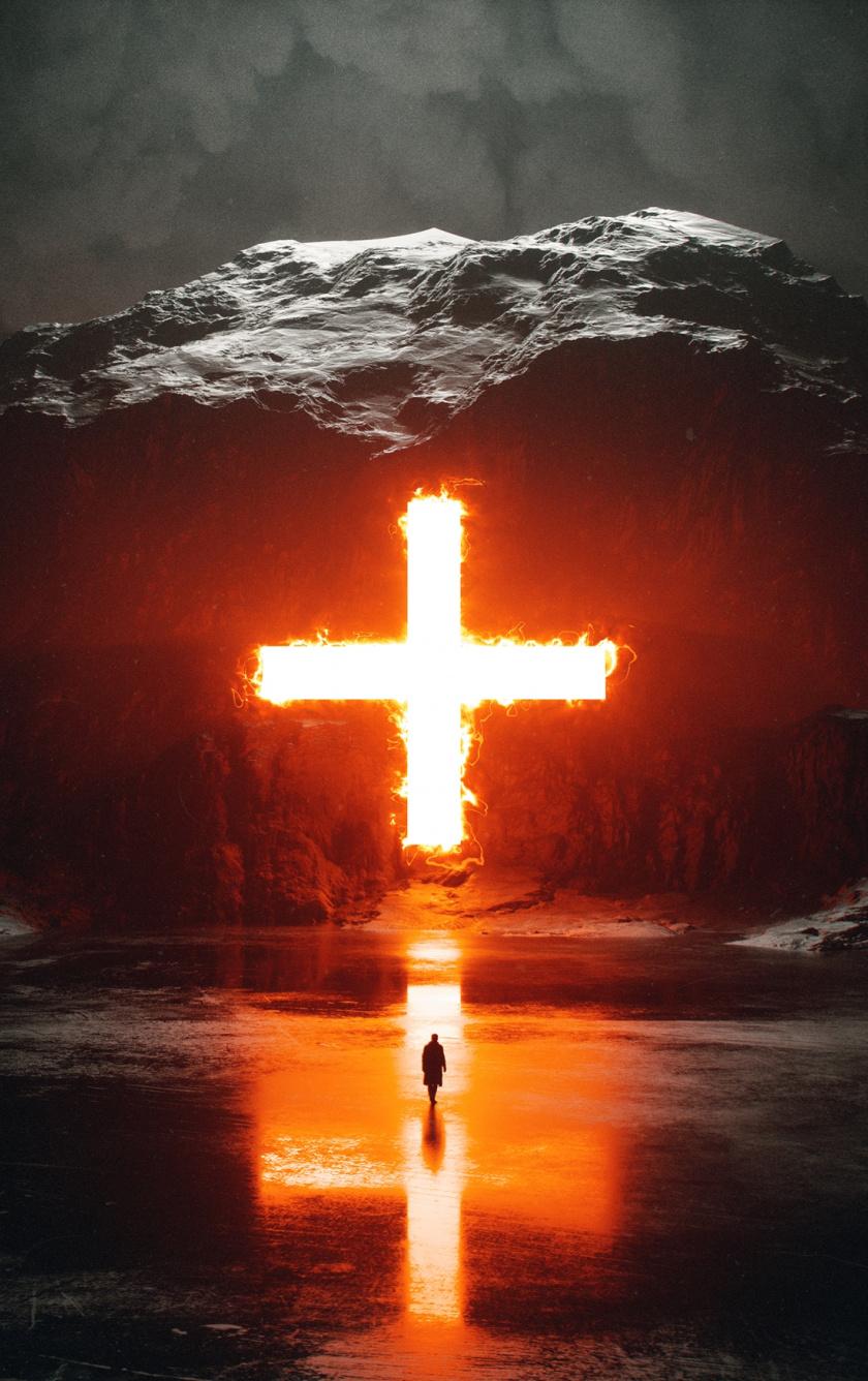 840x1336 Download Surreal, cross, mountain and man wallpaper, 840x iPhone iPhone 5S, iPhone 5C, iPod Touch