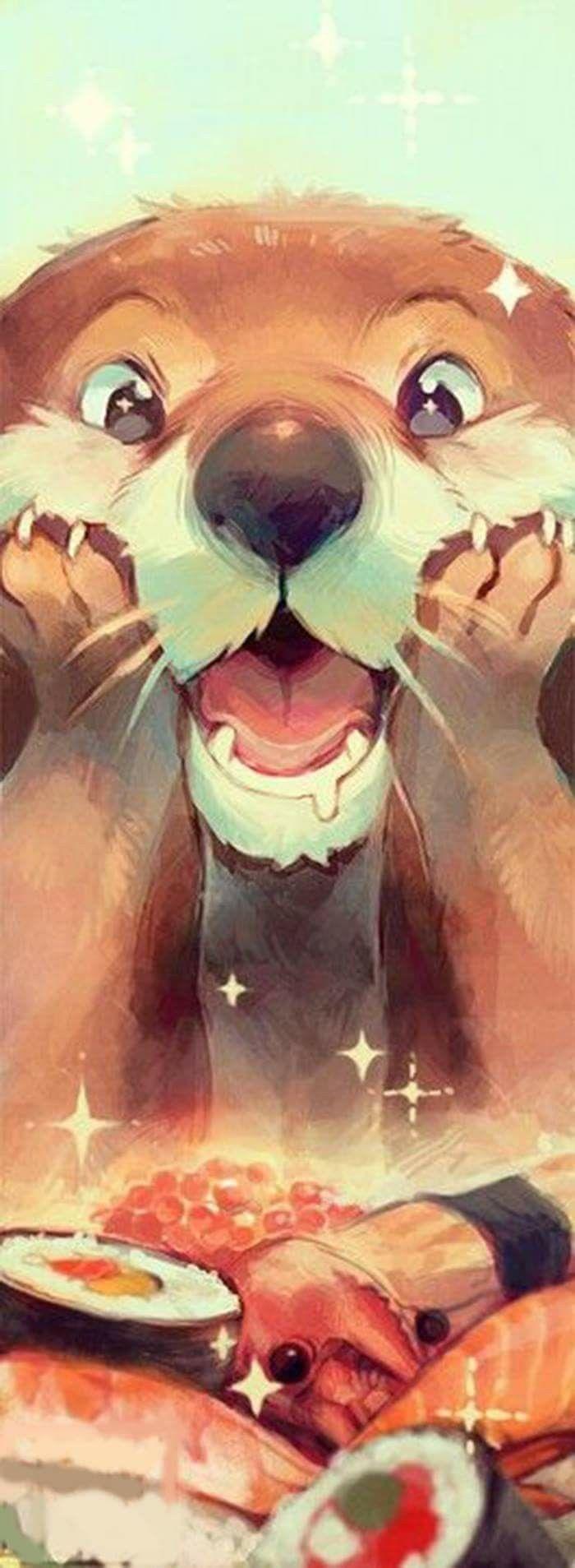 700x1907 Dibujos e ilustraciones. Cute animal drawings, Cute drawings, Otter illustration